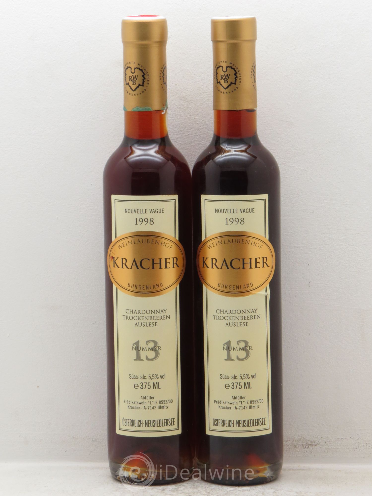 Autriche N°13 Chardonnay TBA Nouvelle Vague Alois Kracher 1998 - Posten von 2 Demi-Flaschen - 0