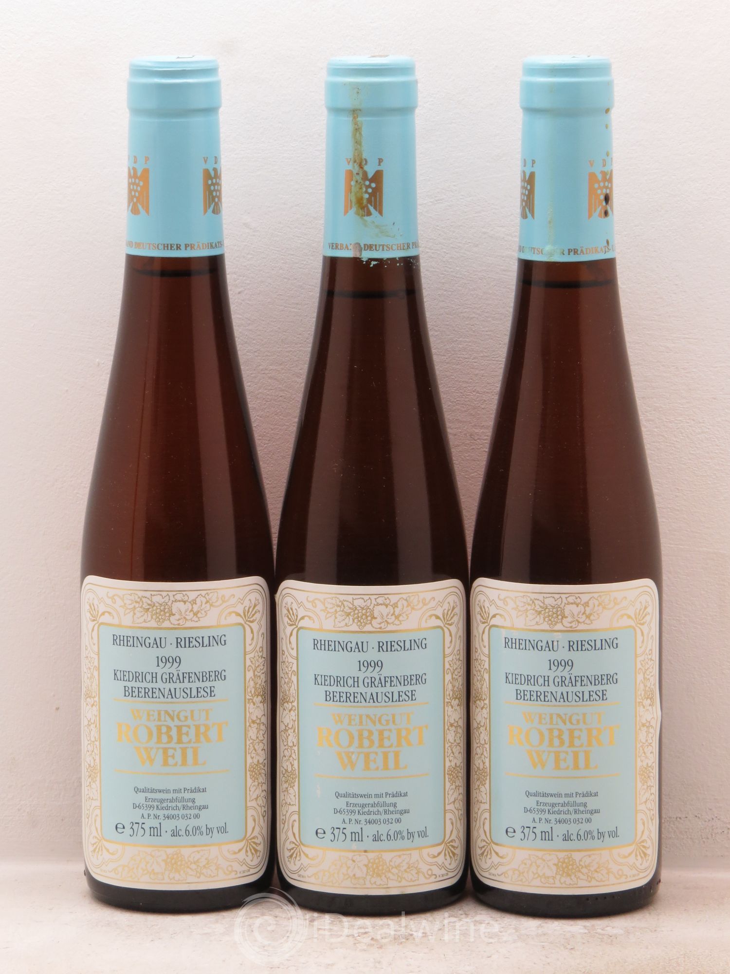 Riesling Riesling Grafensberg Grand Cru Beerenaulslese Robert Weil 1999 - Posten von 3 Demi-Flaschen - 0