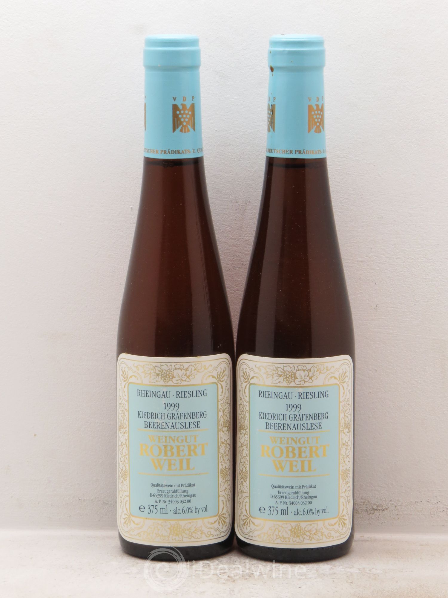 Riesling Riesling Grafensberg Grand Cru Beerenaulslese Robert Weil 1999 - Posten von 2 Demi-Flaschen - 0