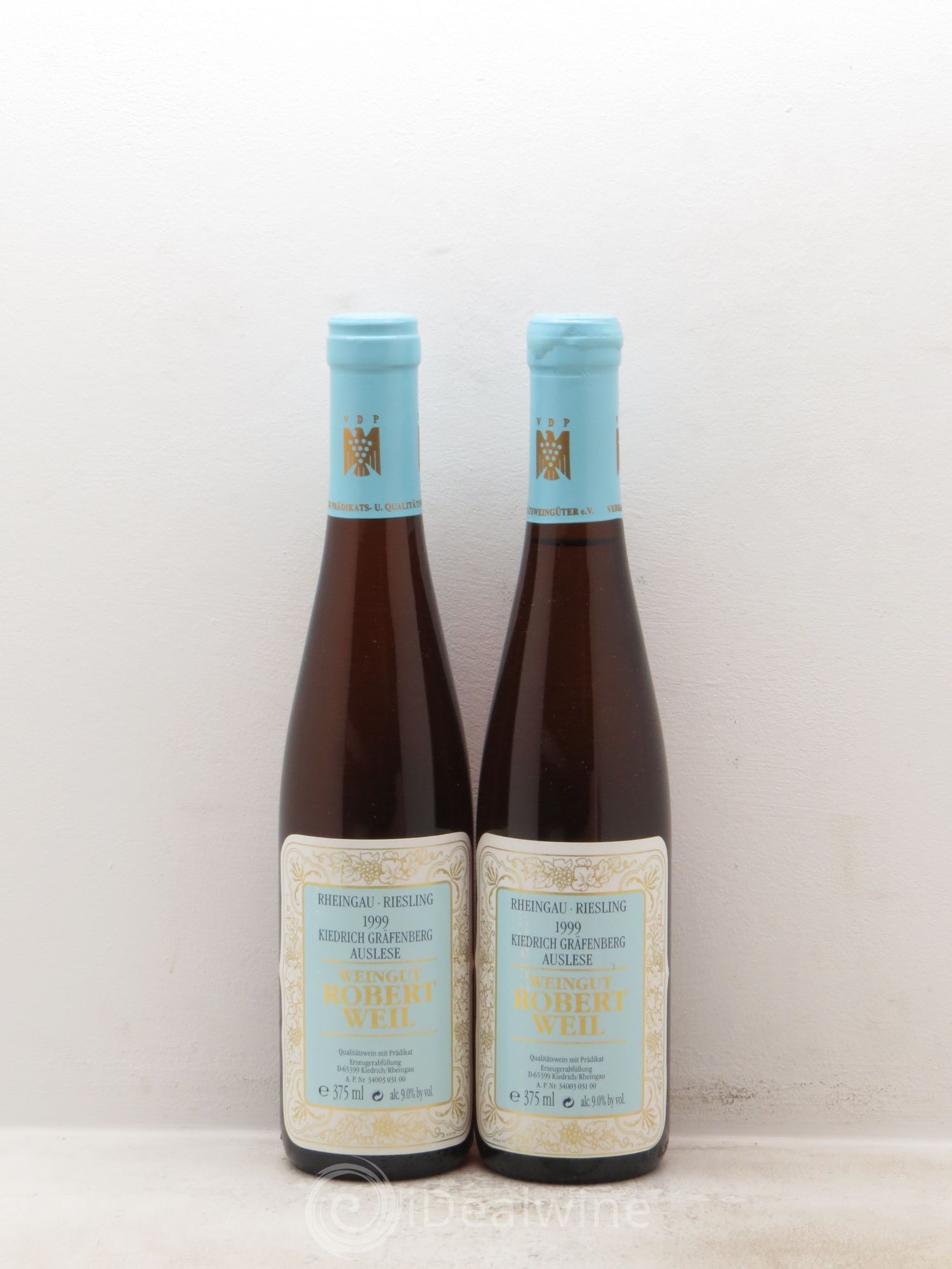 Allemagne Rheingau Riesling Kiedrich Grafensberg Grand Cru Auslese Robert Weil 1999 - Posten von 2 Demi-Flaschen - 0
