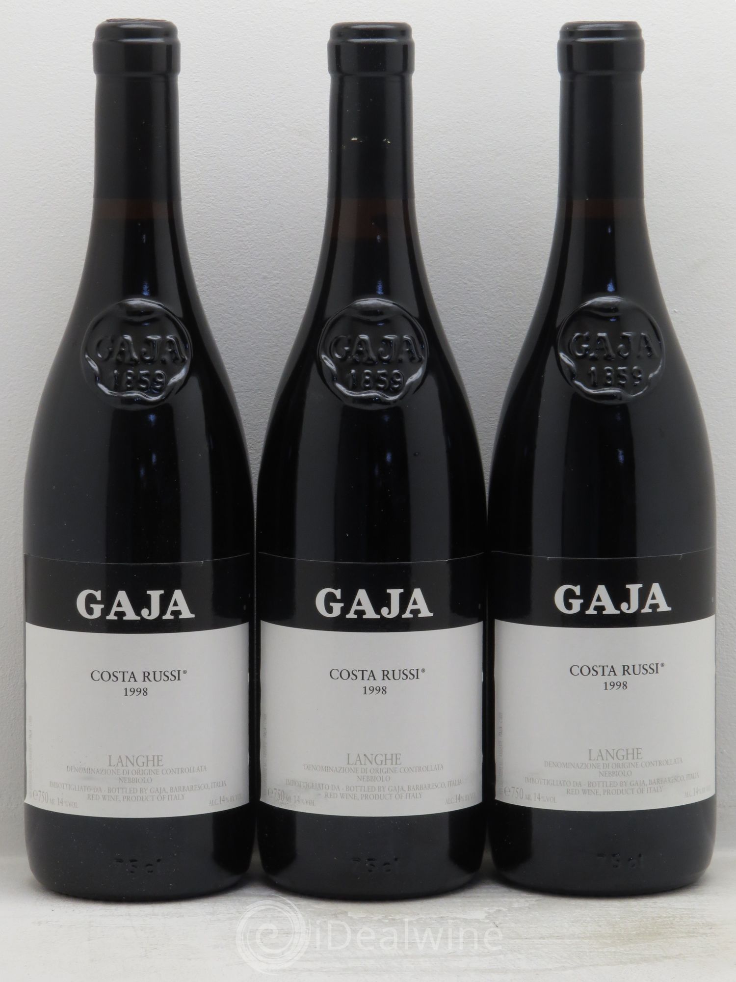 Barbaresco DOCG Costa Russi Angelo Gaja 1998 - Lot de 3 bouteilles - 0