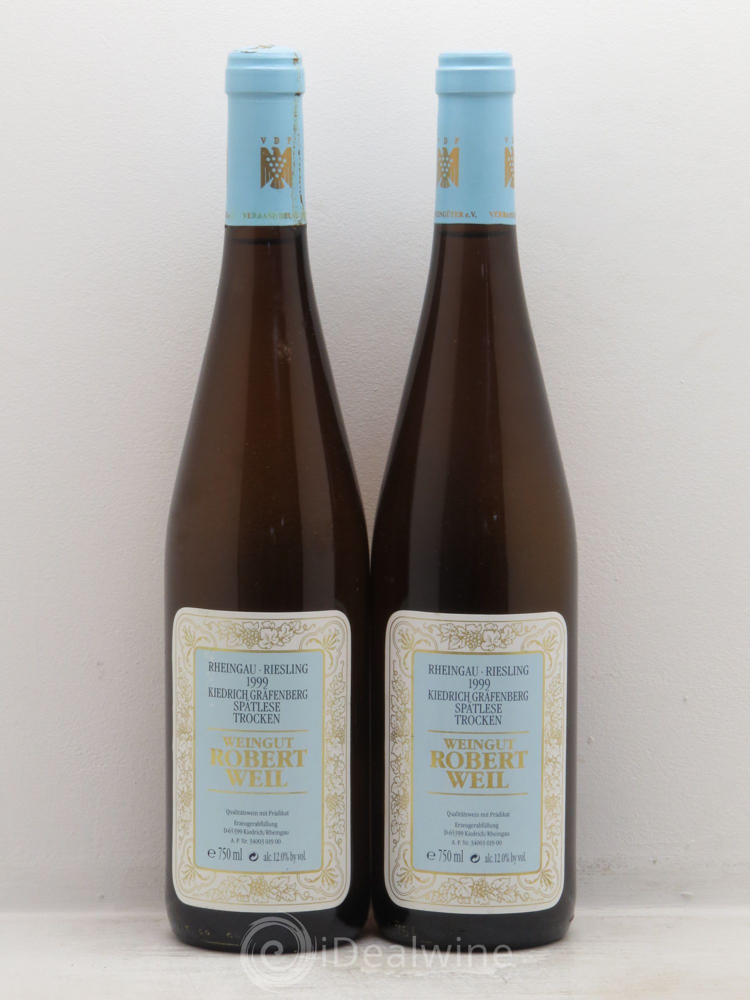 Riesling Kiedrich Grafensberg Spatlese Trocken Robert Weil 1999 - Posten von 2 Flaschen - 0