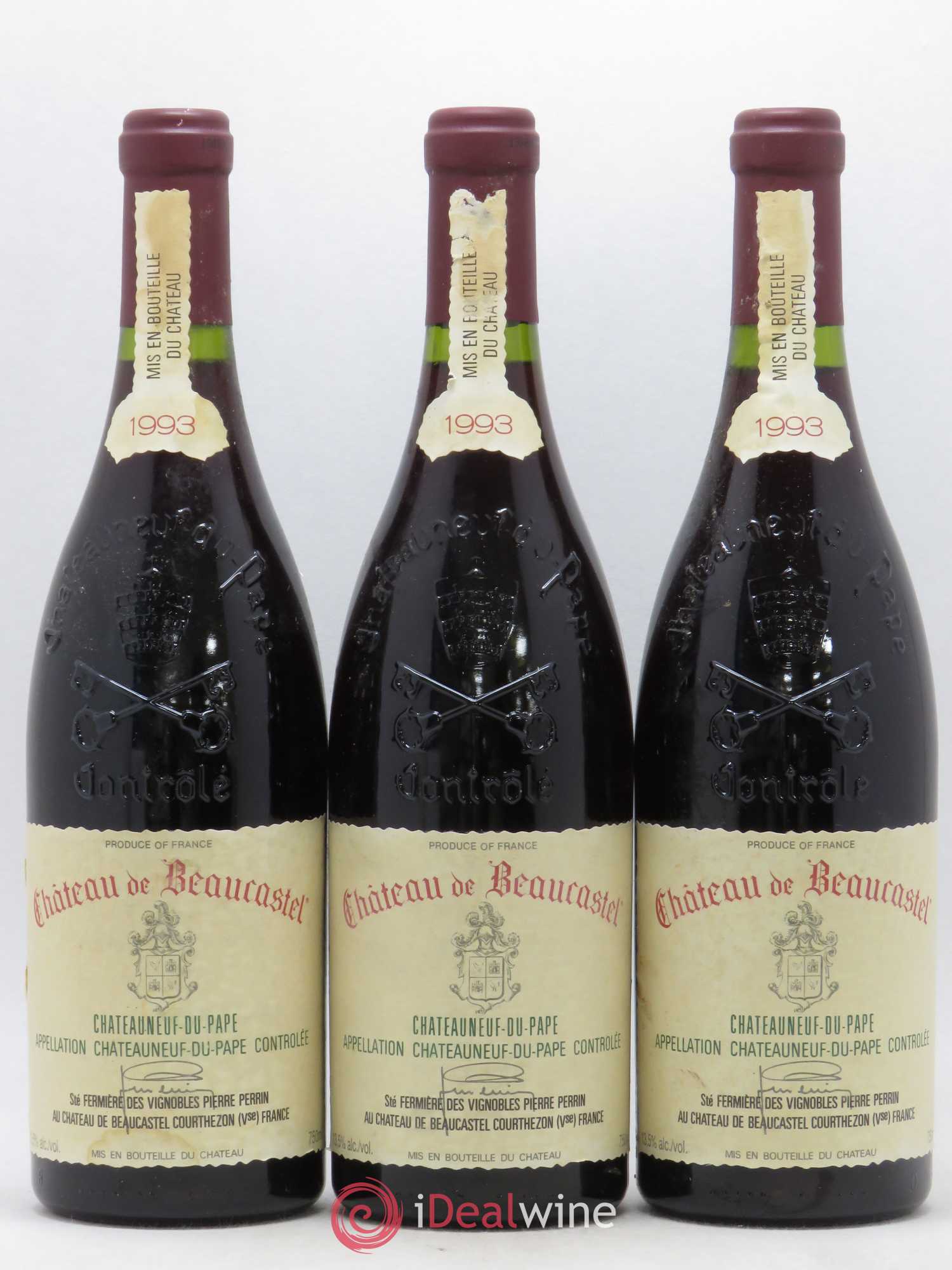 Châteauneuf-du-Pape Château de Beaucastel Famille Perrin 1993 - Lot de 3 bouteilles - 0