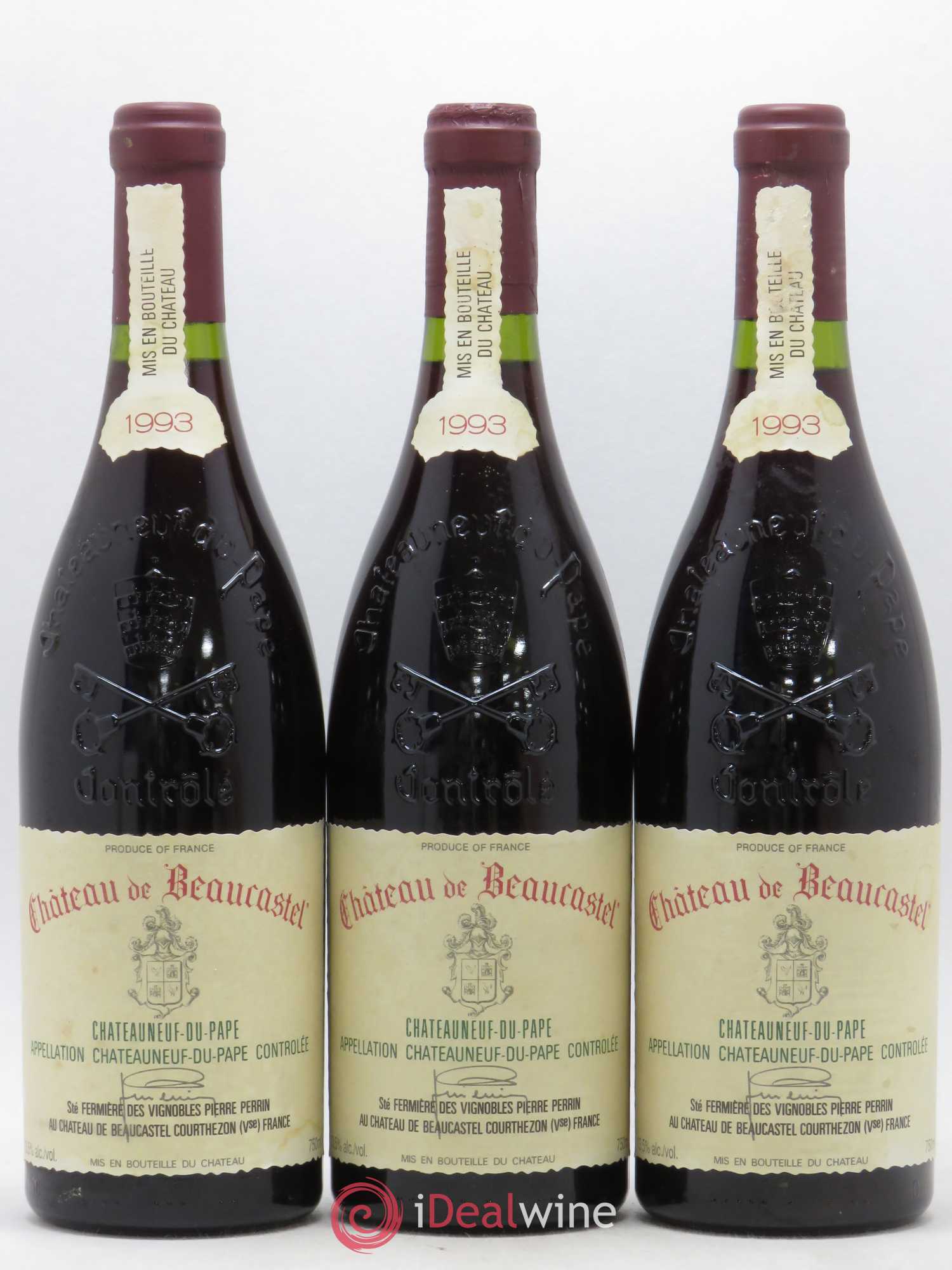 Châteauneuf-du-Pape Château de Beaucastel Famille Perrin 1993 - Lot de 3 bouteilles - 0