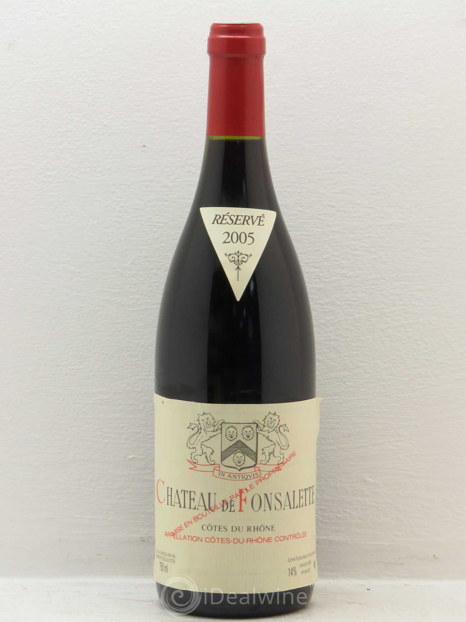 Côtes-du-Rhône Château de Fonsalette Emmanuel Reynaud 2005 - Lot de 1 bouteille - 0