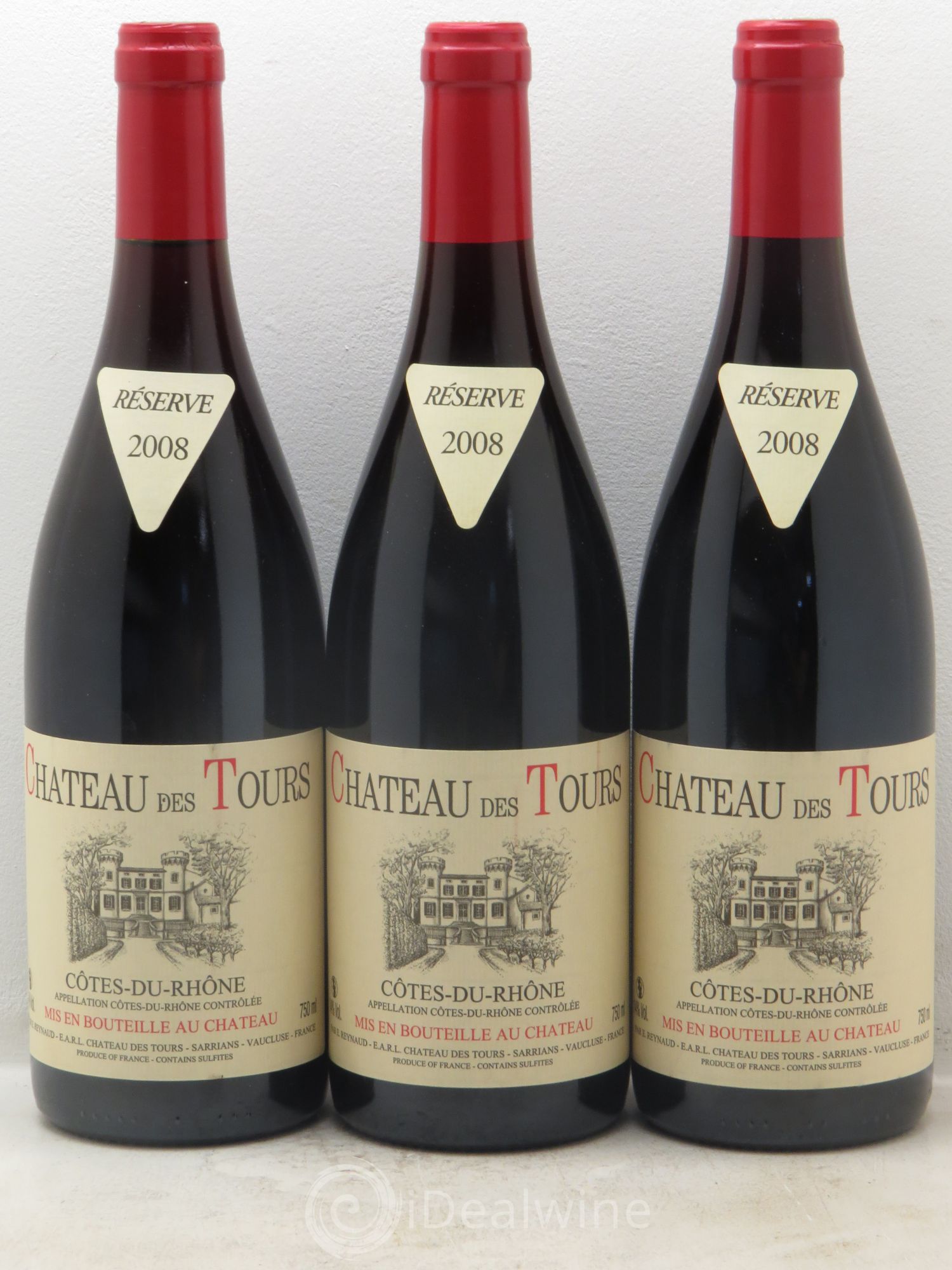 Côtes-du-Rhône Château des Tours Emmanuel Reynaud 2008 - Lot de 3 bouteilles - 0