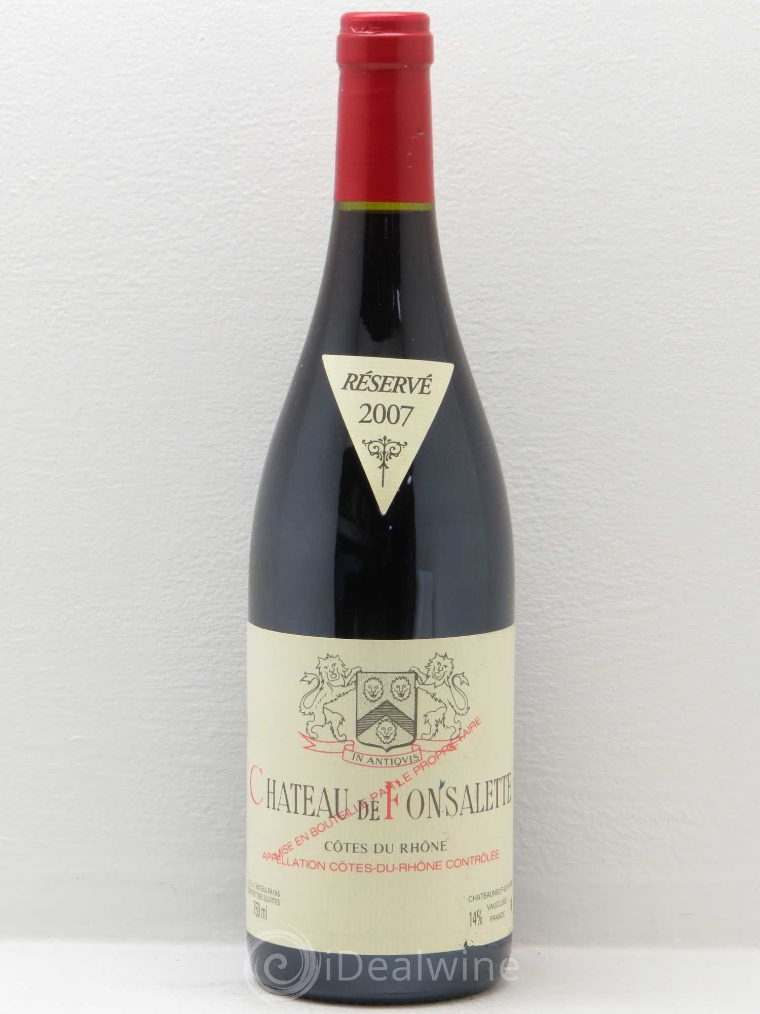 Côtes-du-Rhône Château de Fonsalette Emmanuel Reynaud 2007 - Lot de 1 bouteille - 0