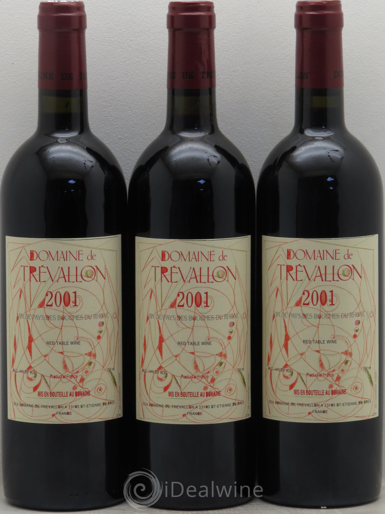 VDP Bouches du Rhône Trévallon (Domaine de) Eloi Dürrbach 2001 - Lot de 3 bouteilles - 0