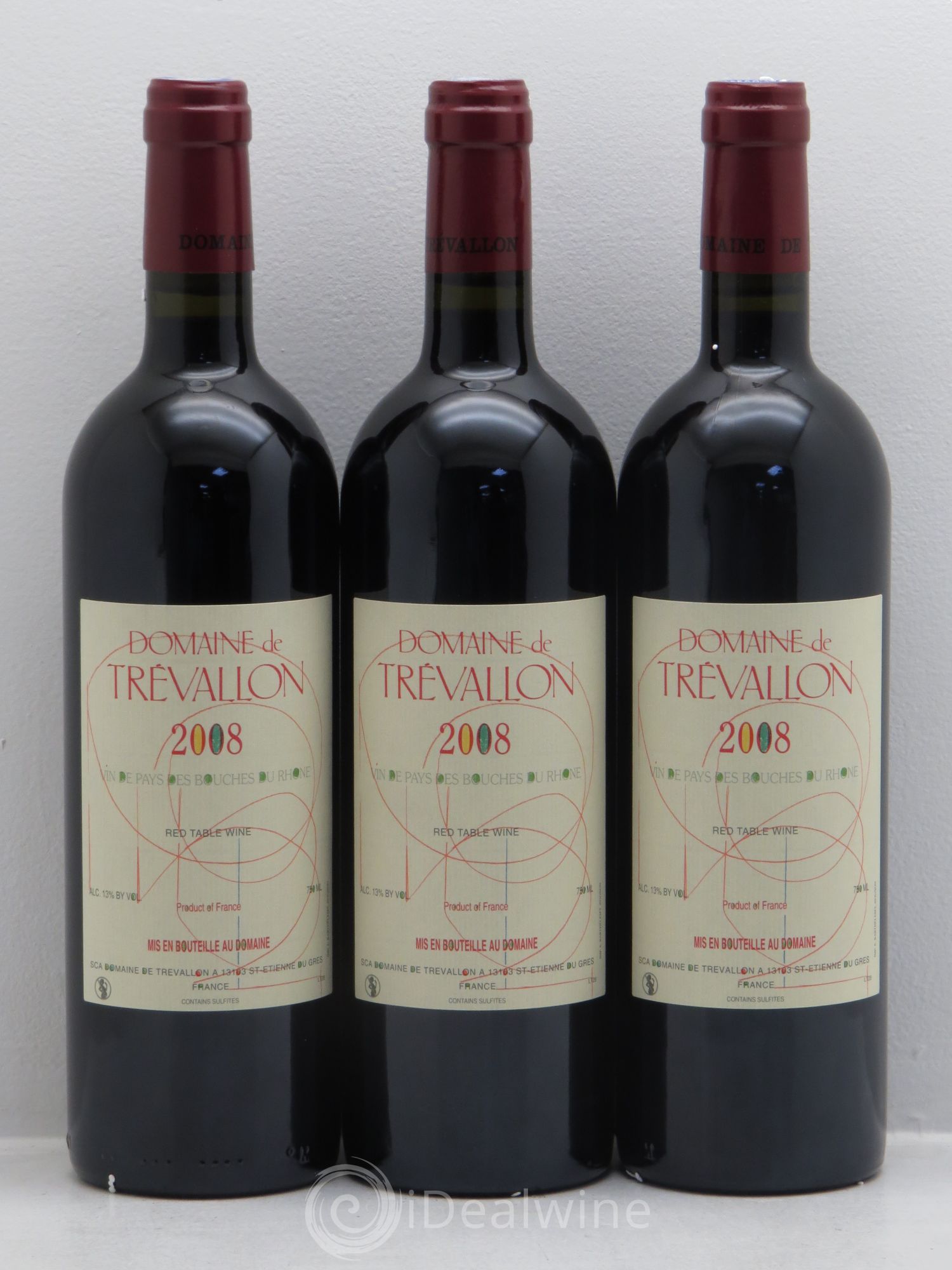 VDP Bouches du Rhône Trévallon (Domaine de) Eloi Dürrbach 2008 - Lot de 3 bouteilles - 0