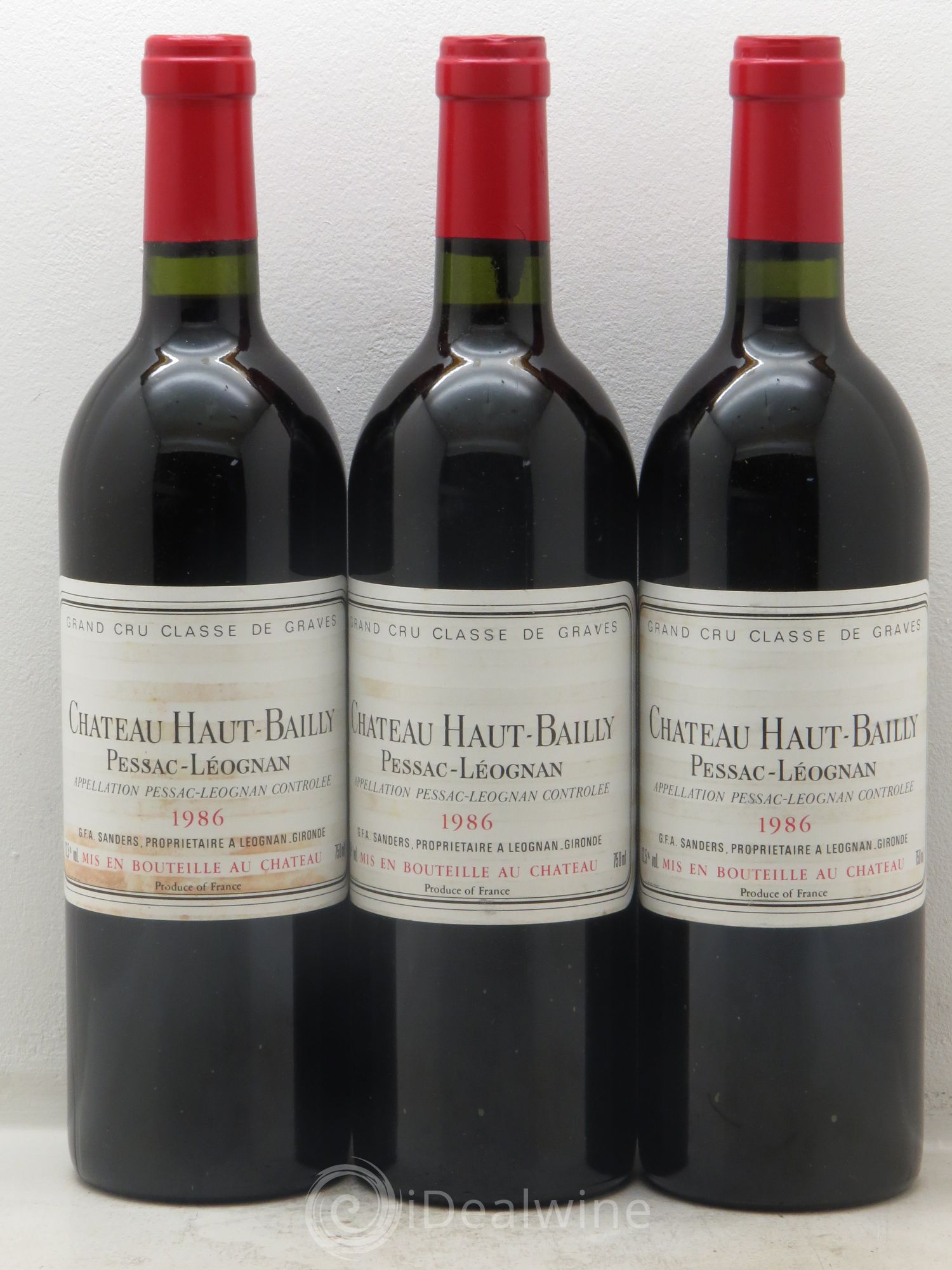 Château Haut-Bailly Cru Classé de Graves 1986 - Lot de 3 bouteilles - 0