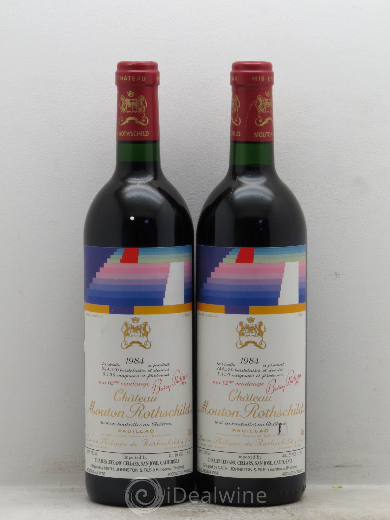 Château Mouton Rothschild 1er Grand Cru Classé 1984 - Lot de 2 bouteilles - 0