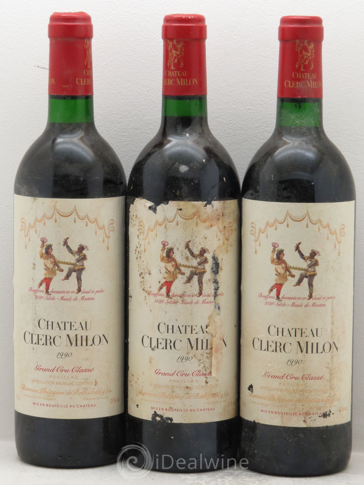 Château Clerc Milon 5ème Grand Cru Classé 1990 - Lot de 3 bouteilles - 0