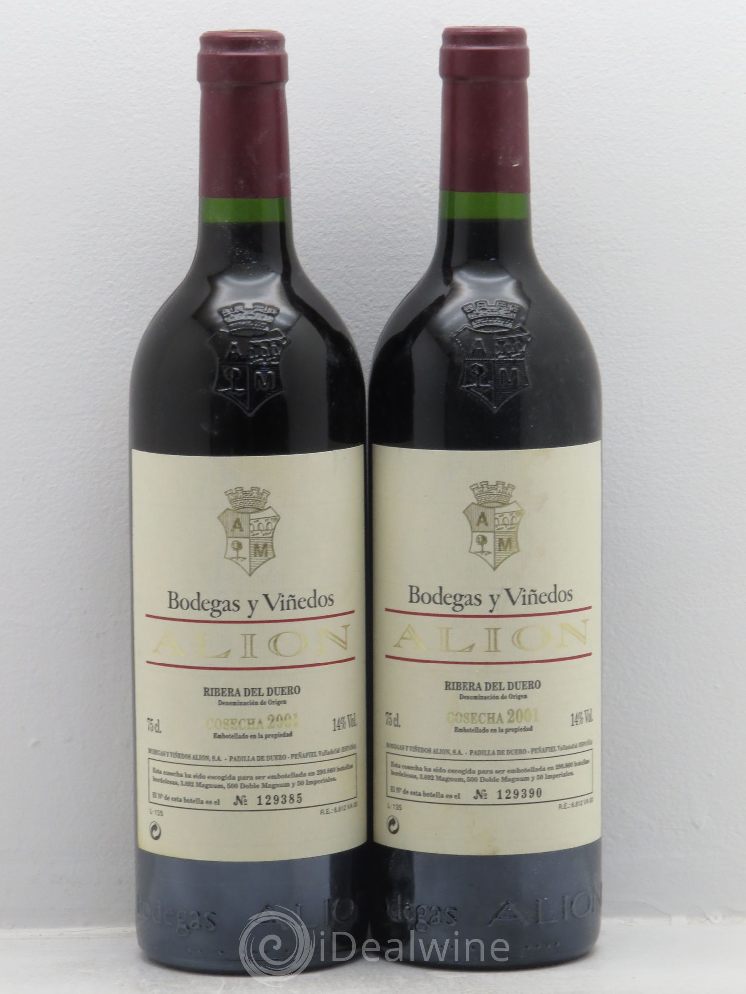 Ribera Del Duero DO Vega Sicilia Alion Famille Alvarez 2001 - Lot de 2 bouteilles - 0