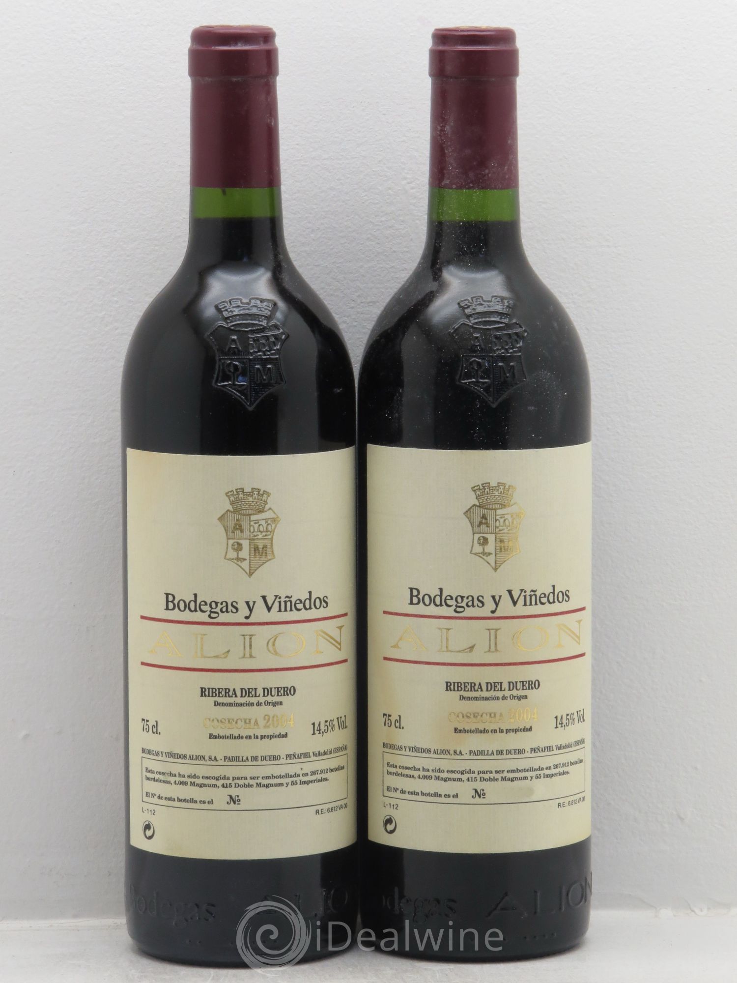 Ribera Del Duero DO Vega Sicilia Alion Famille Alvarez 2004 - Lot de 2 bouteilles - 0
