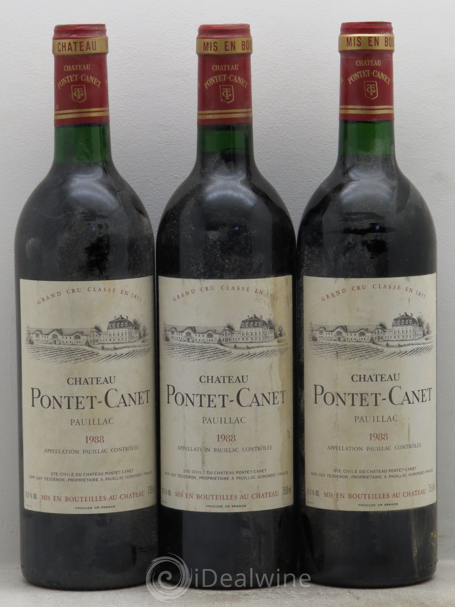 Château Pontet Canet 5ème Grand Cru Classé 1988 - Lot de 3 bouteilles - 0