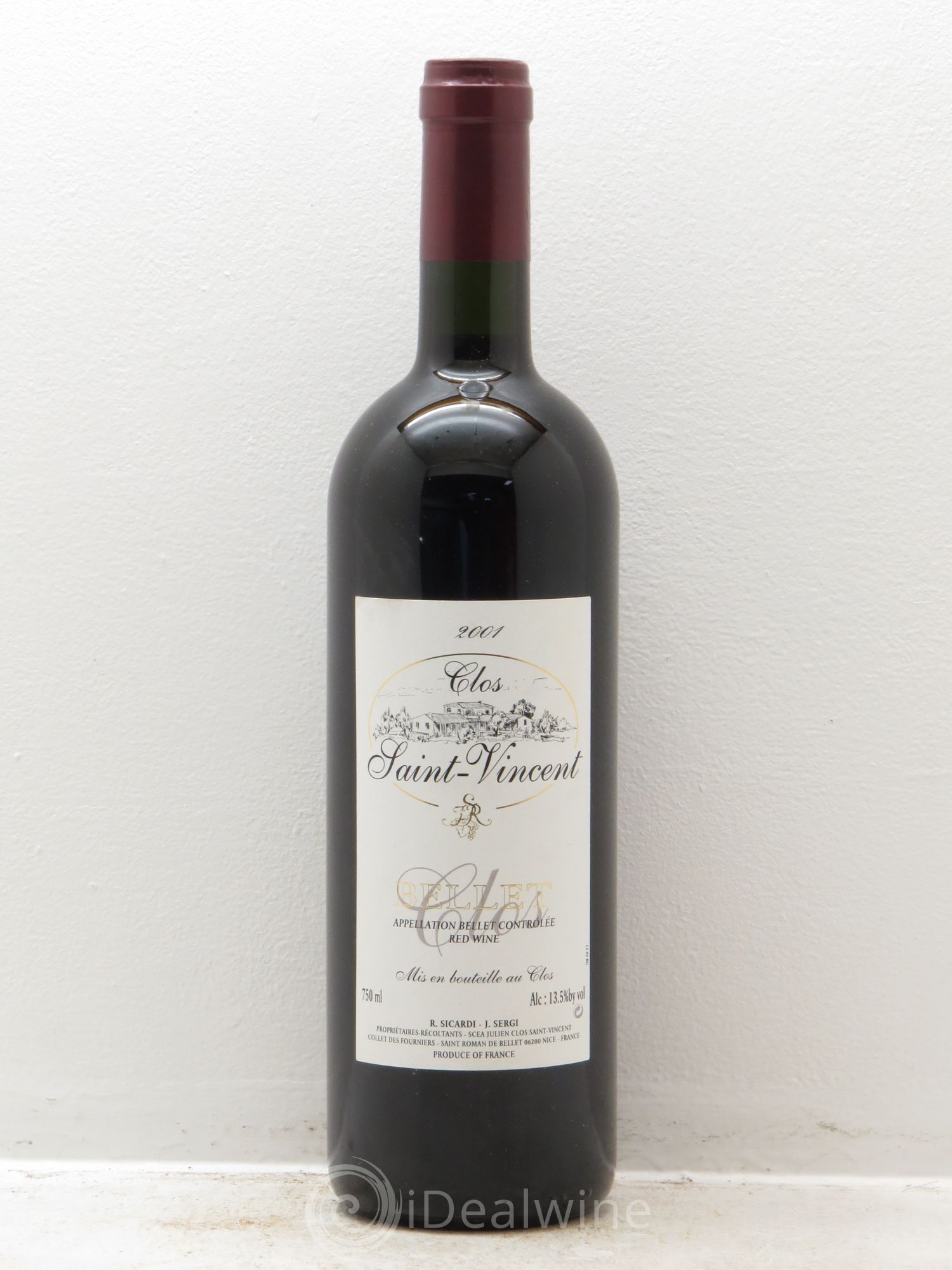 Bellet Clos St Vincent 2001 - Lot de 1 bouteille - 0