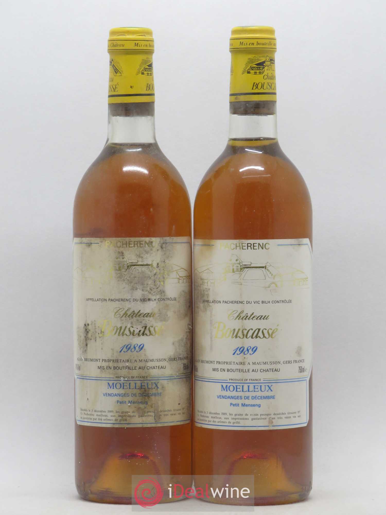 Pacherenc du Vic-Bilh Vendanges de décembre Château Bouscassé - Alain Brumont 1989 - Lotto di 2 bottiglie - 0