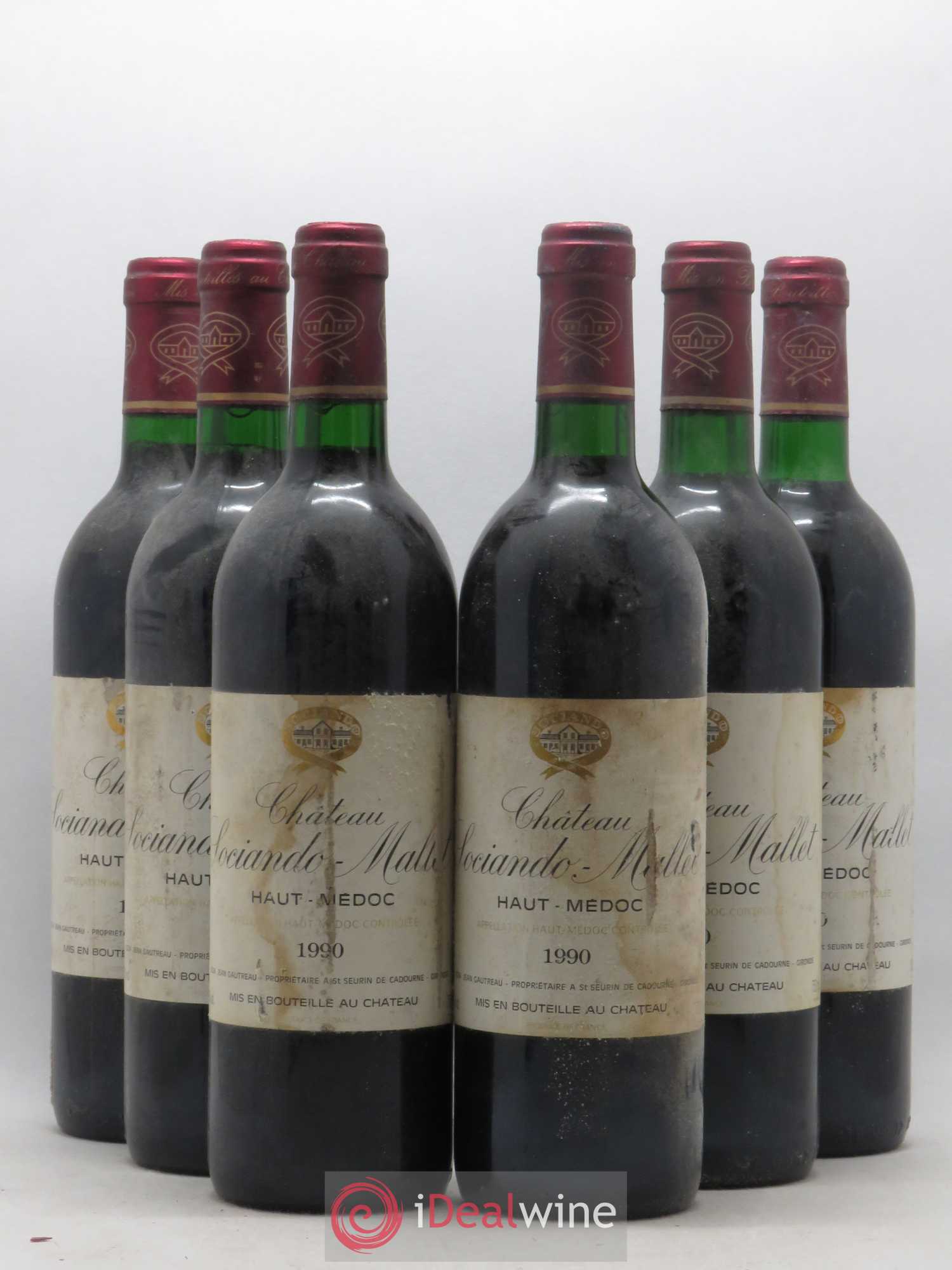 Château Sociando Mallet 1990 - Lot de 6 bouteilles - 0