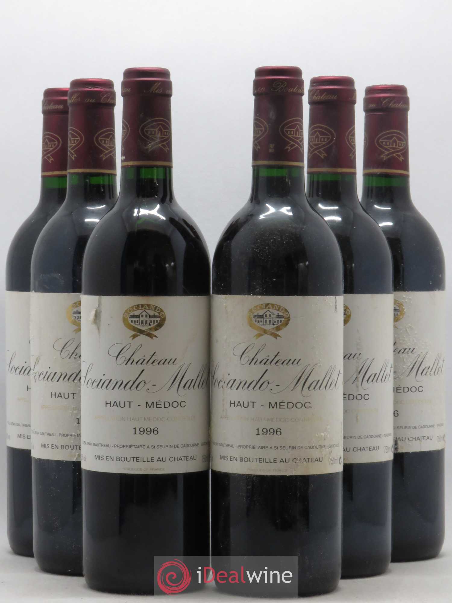 Château Sociando Mallet 1996 - Lot de 6 bouteilles - 0