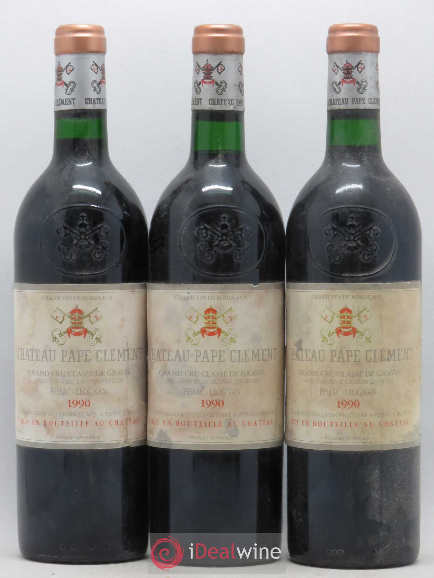 Château Pape Clément Cru Classé de Graves 1990 - Lot de 3 bouteilles - 0