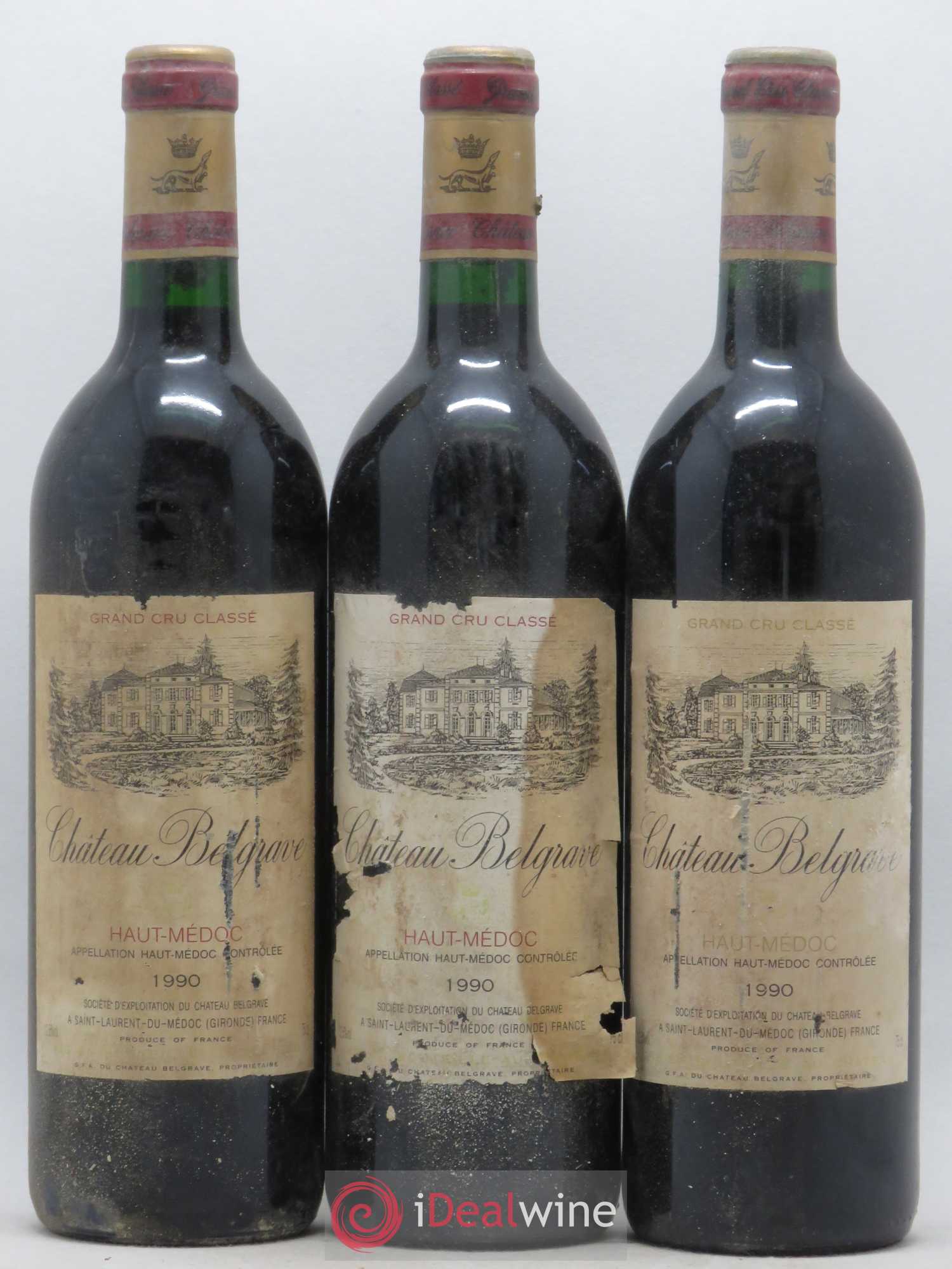 Château Belgrave 5ème Grand Cru Classé 1990 - Lot de 3 bouteilles - 0