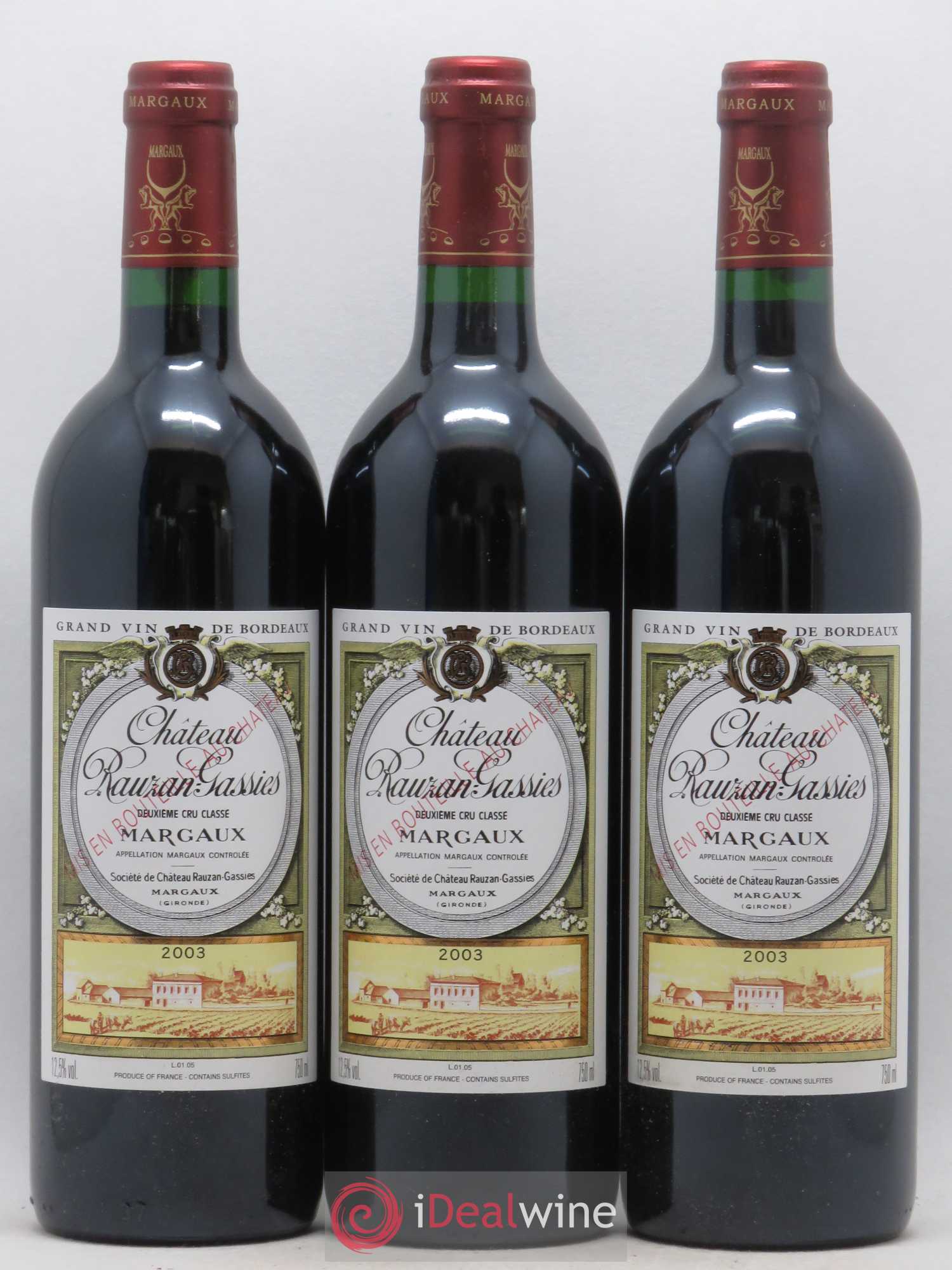 Château Rauzan-Gassies 2ème Grand Cru Classé 2003 - Lot de 12 bouteilles - 3