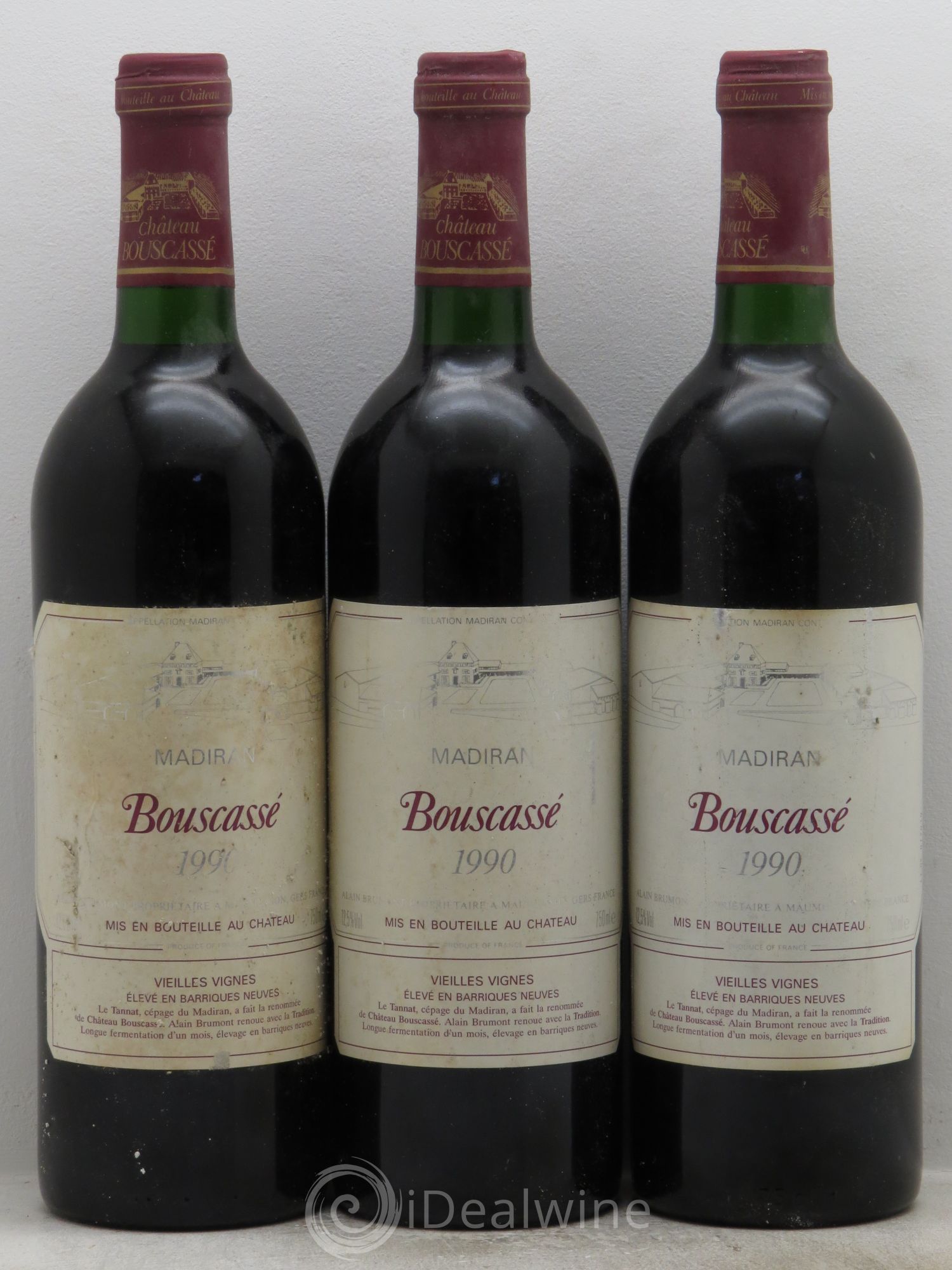 Madiran Vieilles Vignes Château Bouscassé - Alain Brumont 1990 - Lot de 3 bouteilles - 0