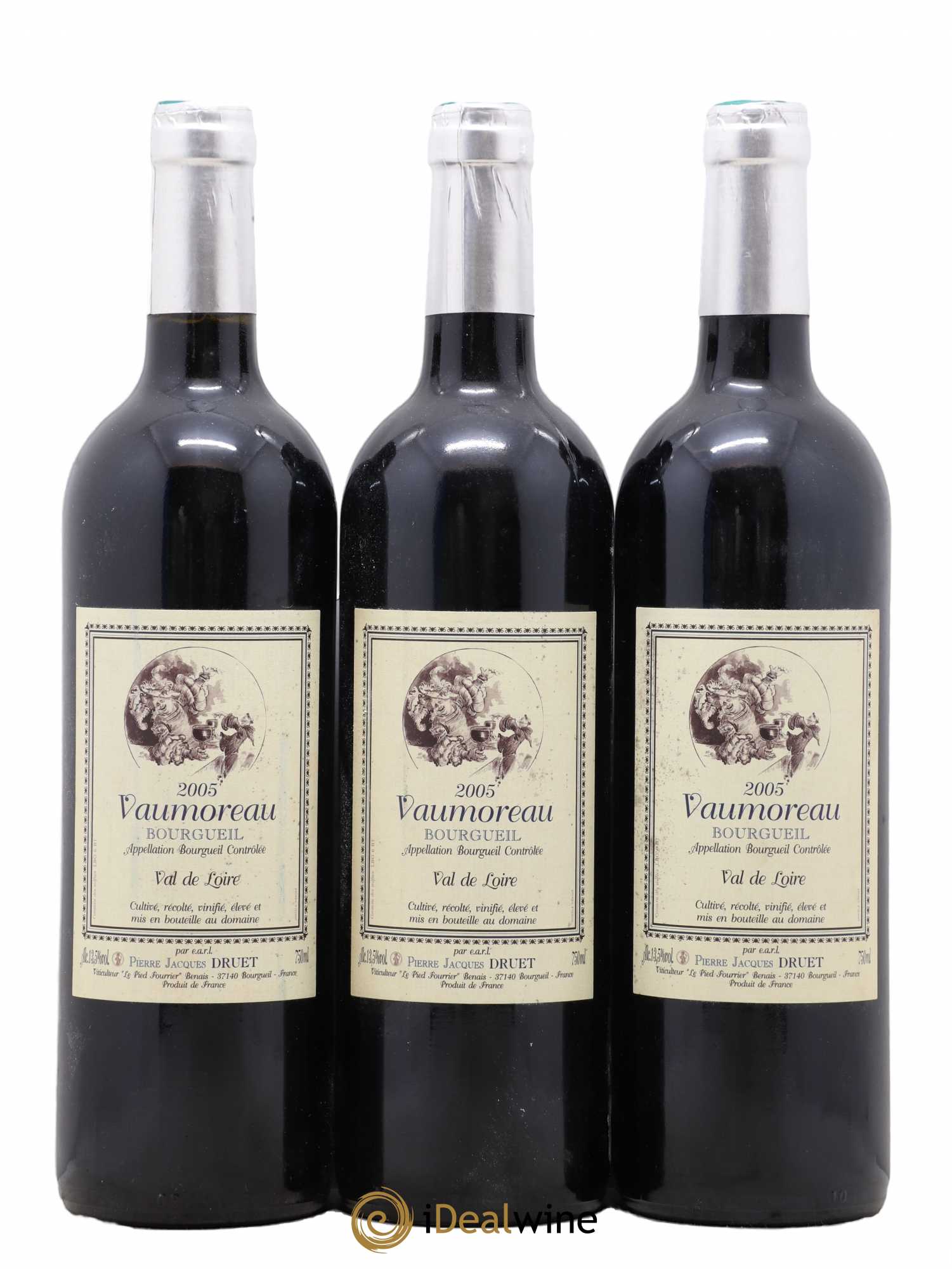 Bourgueil Vaumoreau Pierre Jacques Druet 2005 - Lot de 3 bouteilles - 0