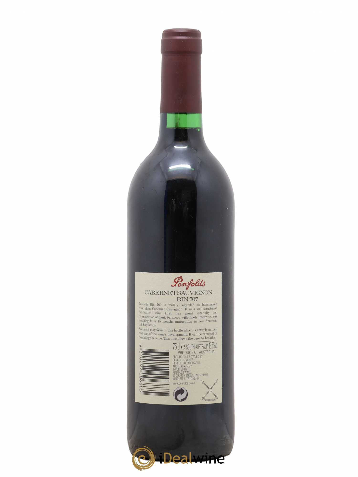 South Australia Penfolds Wines Bin 707 Cabernet Sauvignon 1998 - Lot de 1 bouteille - 1