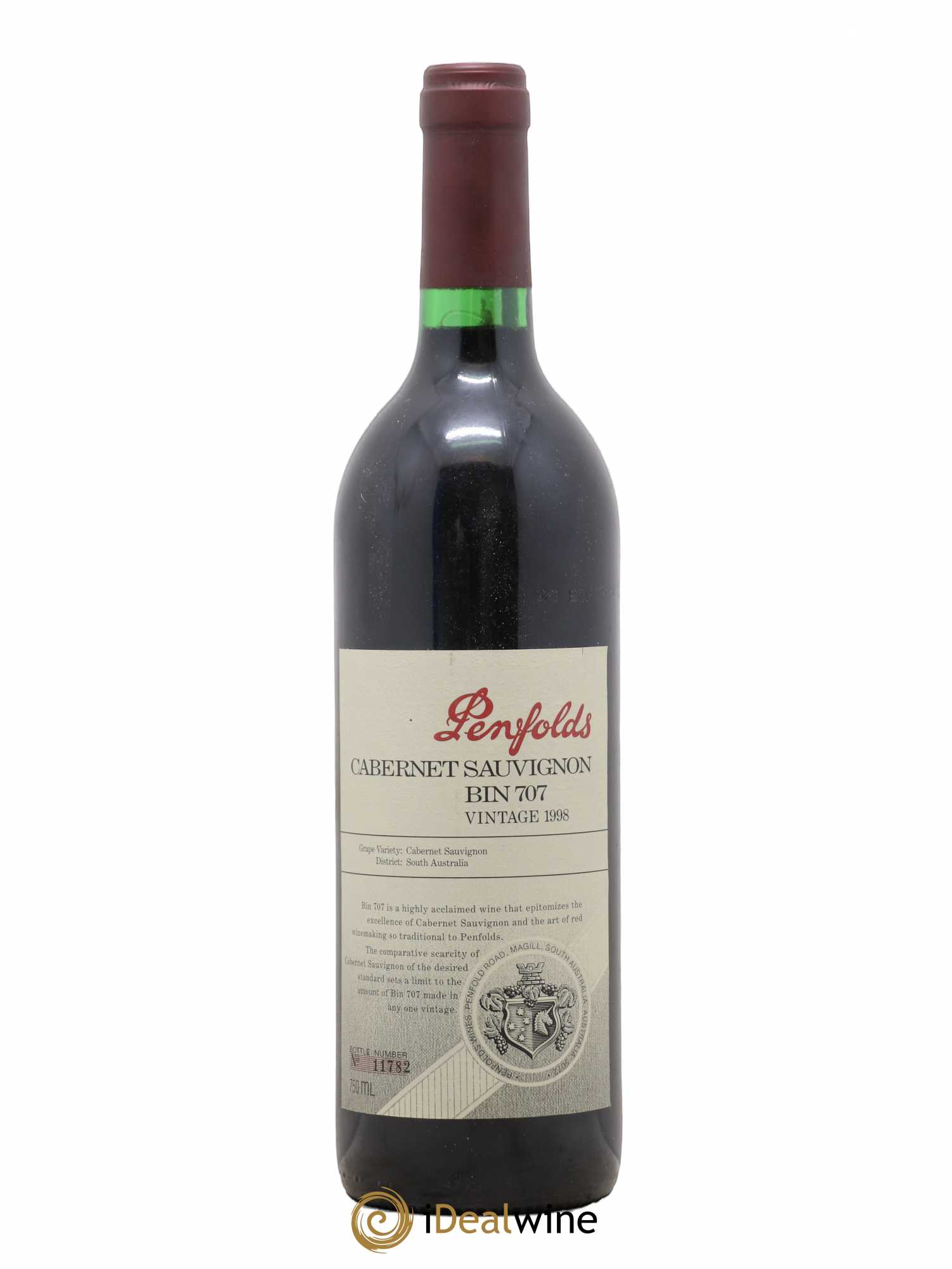South Australia Penfolds Wines Bin 707 Cabernet Sauvignon 1998 - Lot de 1 bouteille - 0