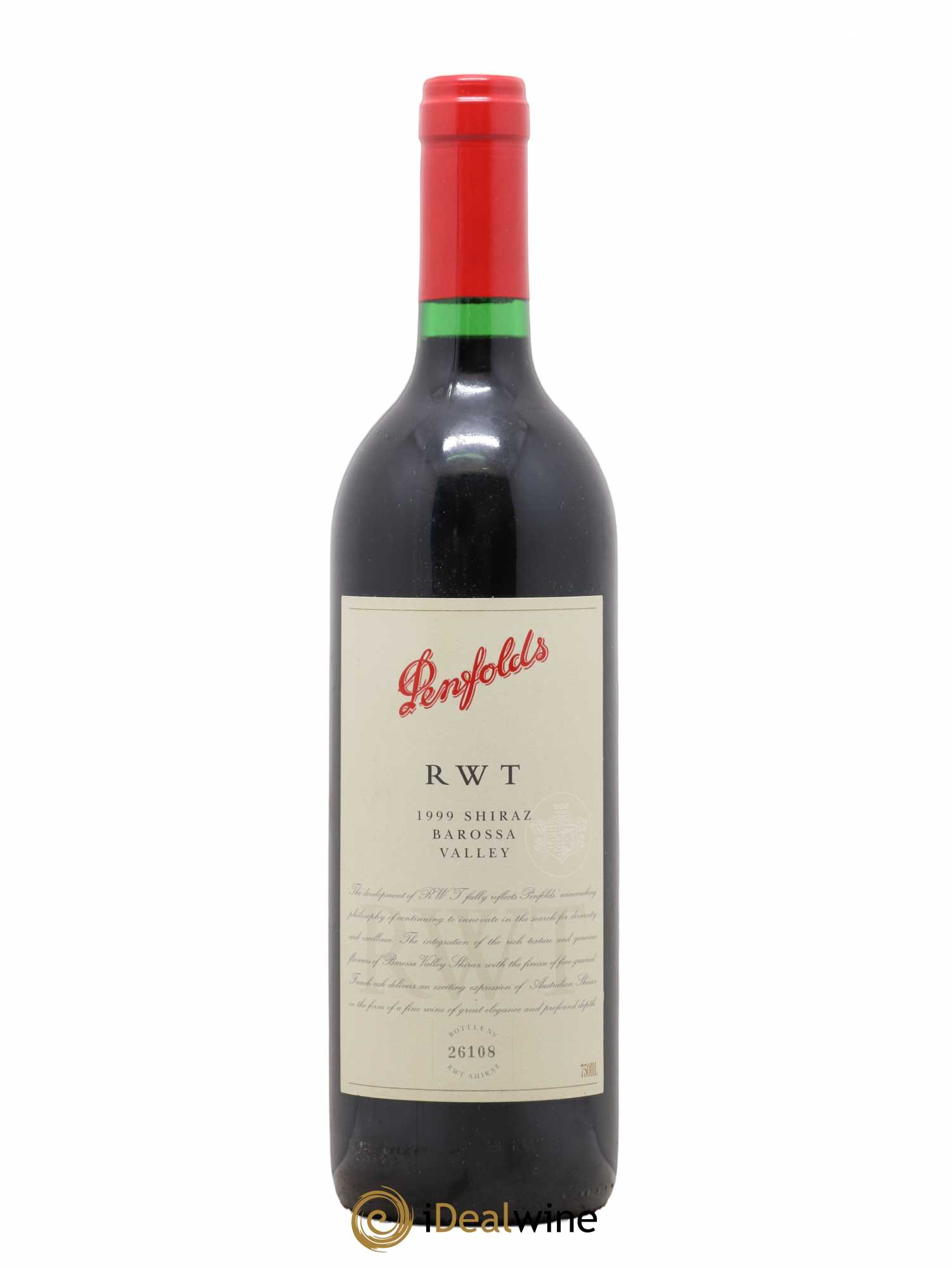 Barossa Valley Penfolds Wines RWT Shiraz 1999 - Lot de 1 bouteille - 0