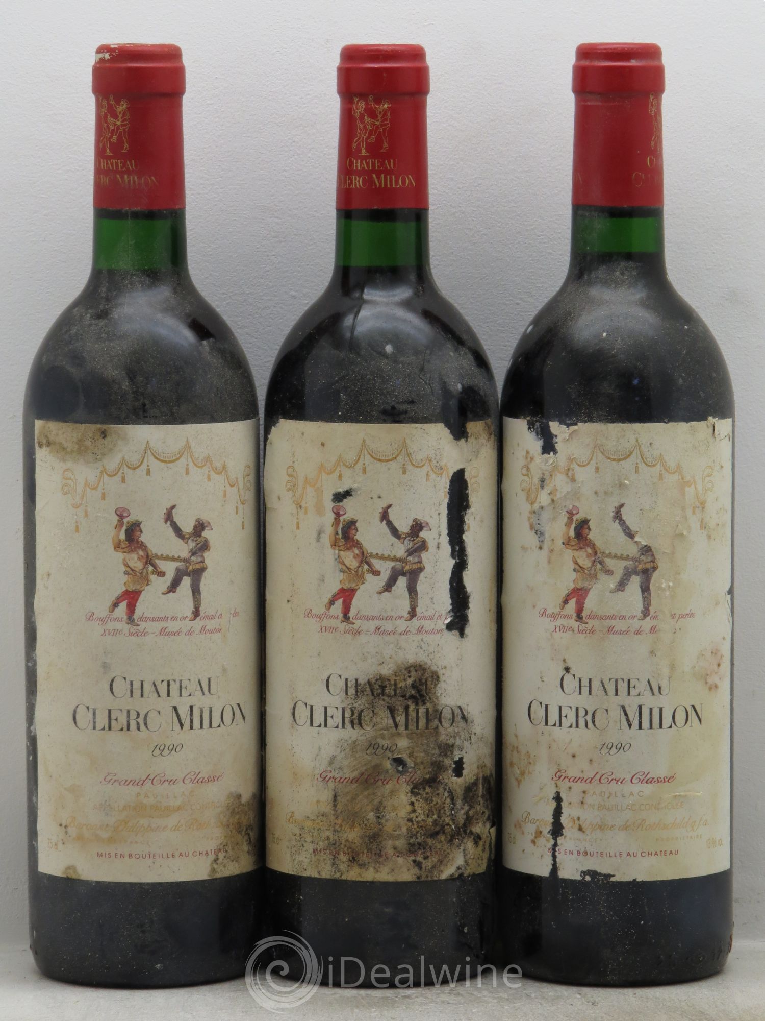 Château Clerc Milon 5ème Grand Cru Classé 1990 - Lot de 3 bouteilles - 0
