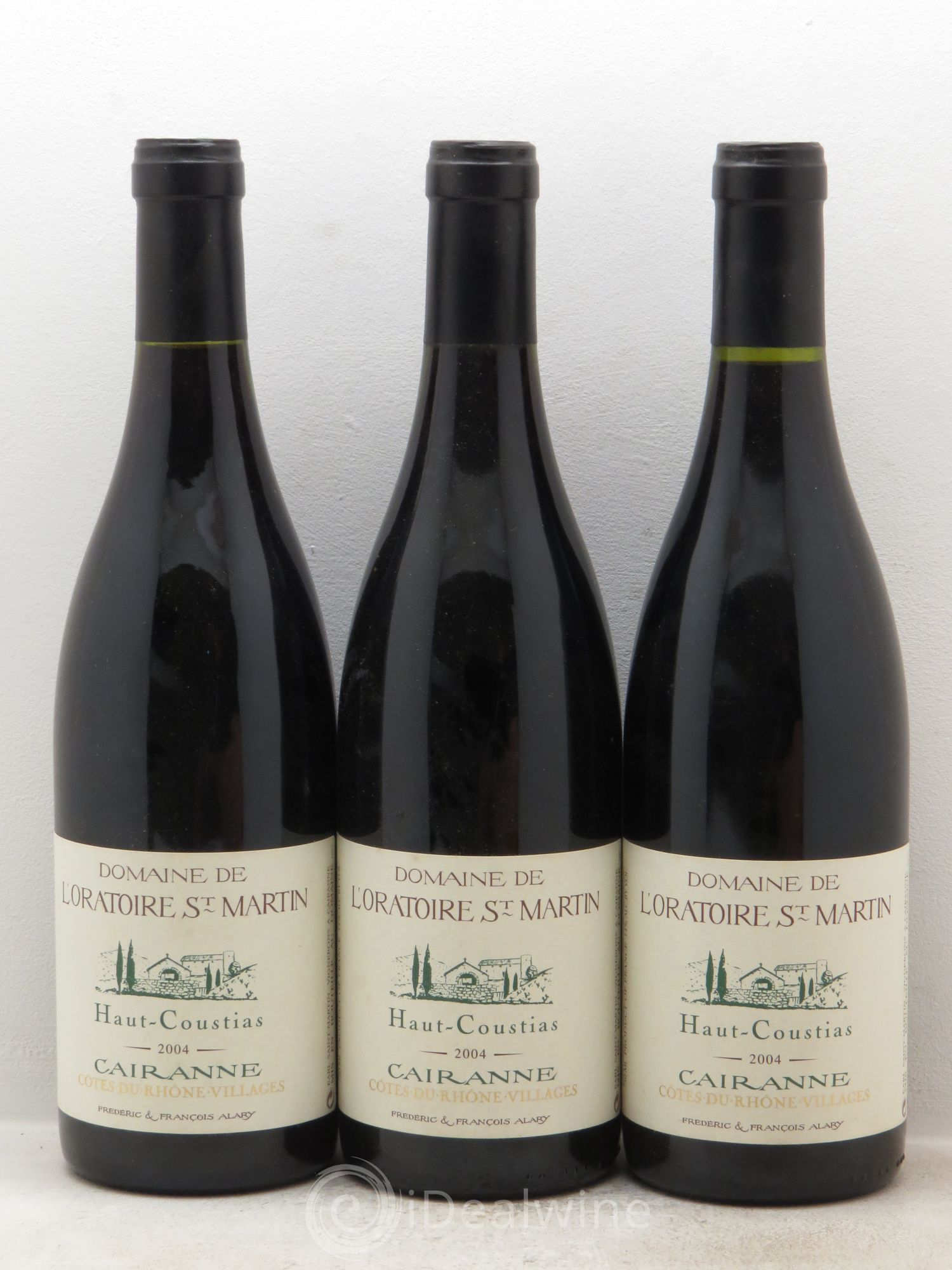 Cairanne Haut-Coustias Oratoire Saint-Martin - Frédéric et François Alary 2004 - Lot de 3 bouteilles - 0