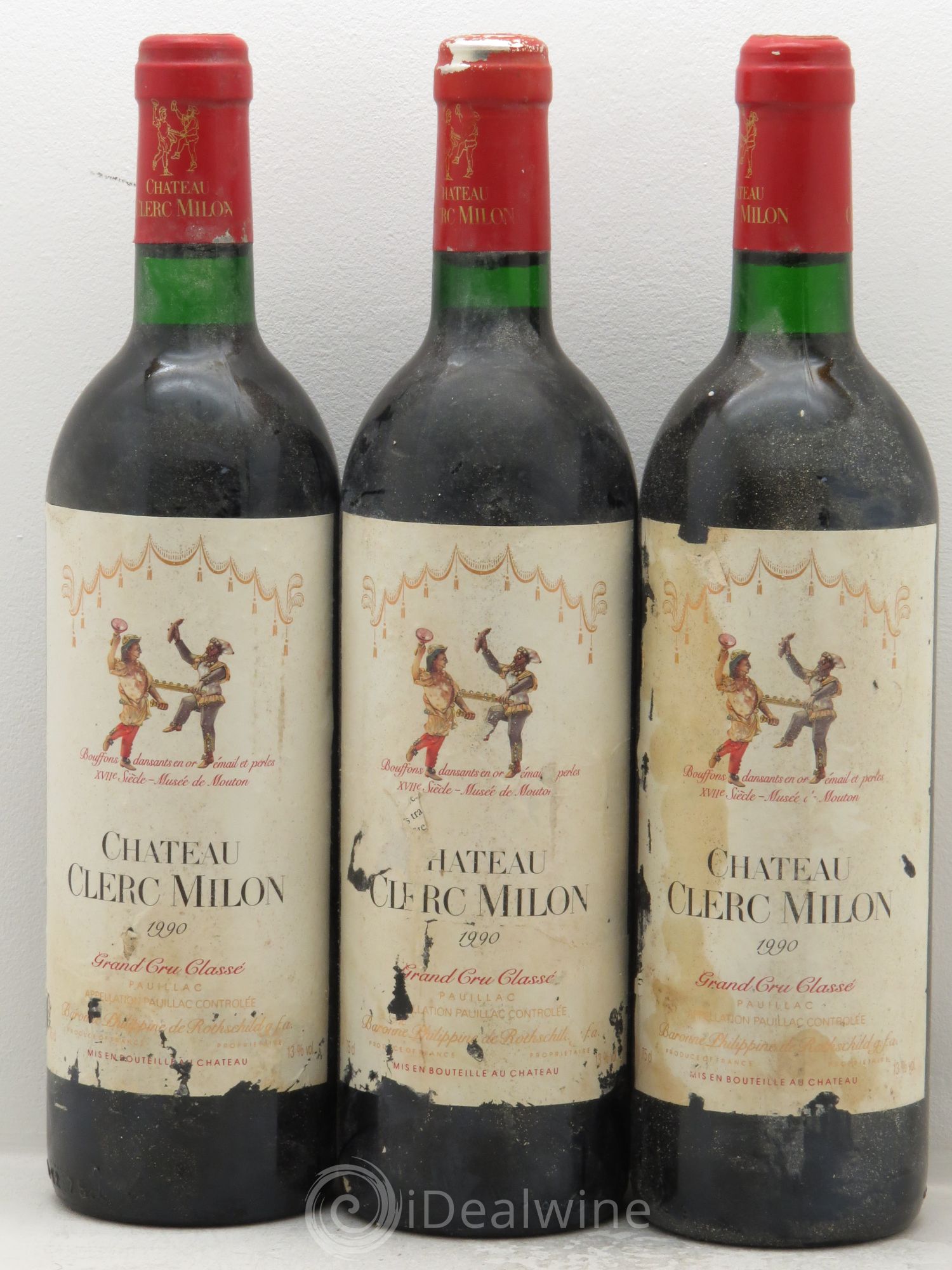 Château Clerc Milon 5ème Grand Cru Classé 1990 - Lot de 3 bouteilles - 0