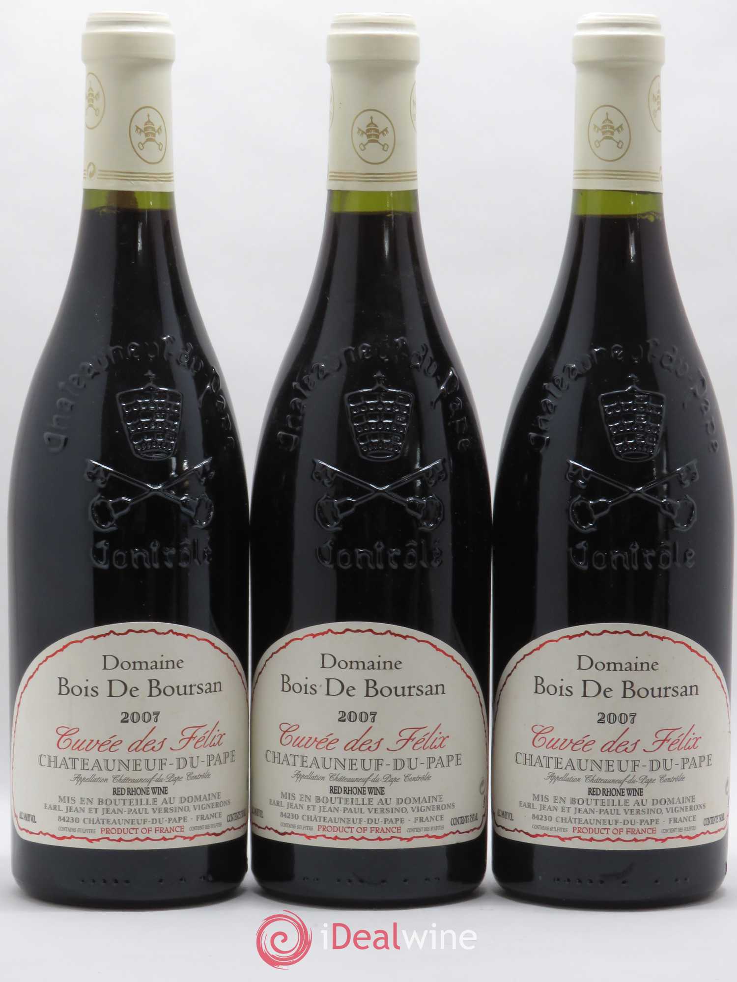 Châteauneuf-du-Pape Bois de Boursan (Domaine) Cuvée des Félix Jean et Jean-Paul Versino 2007 - Lot de 3 bouteilles - 0
