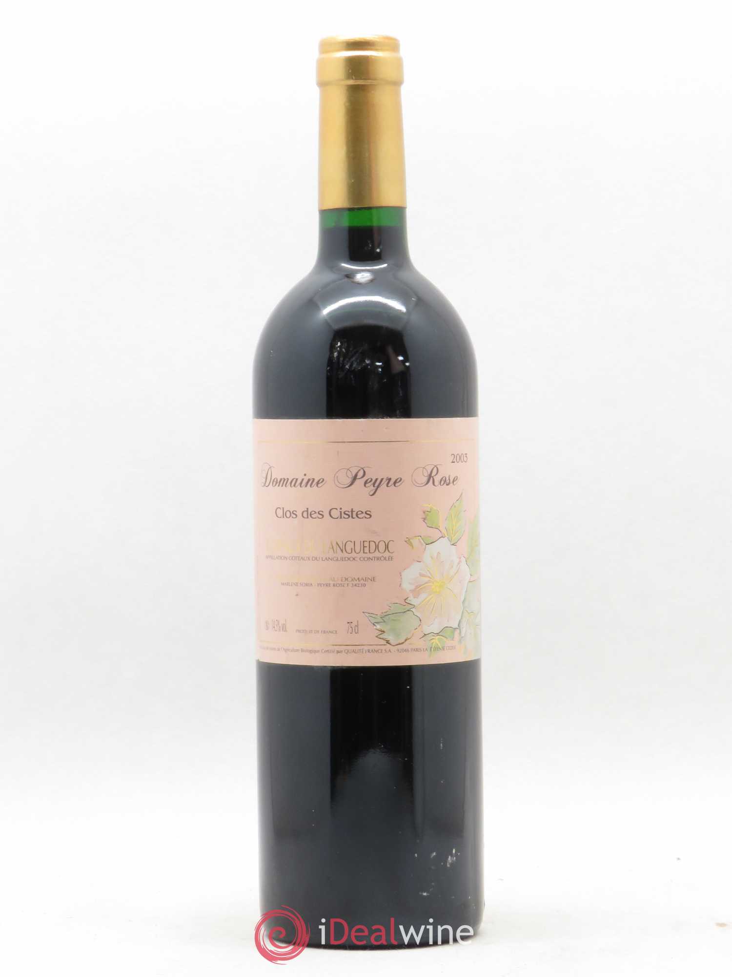 Vin de France (anciennement Coteaux du Languedoc) Domaine Peyre Rose Les Cistes Marlène Soria 2003 - Lot de 1 bouteille - 0