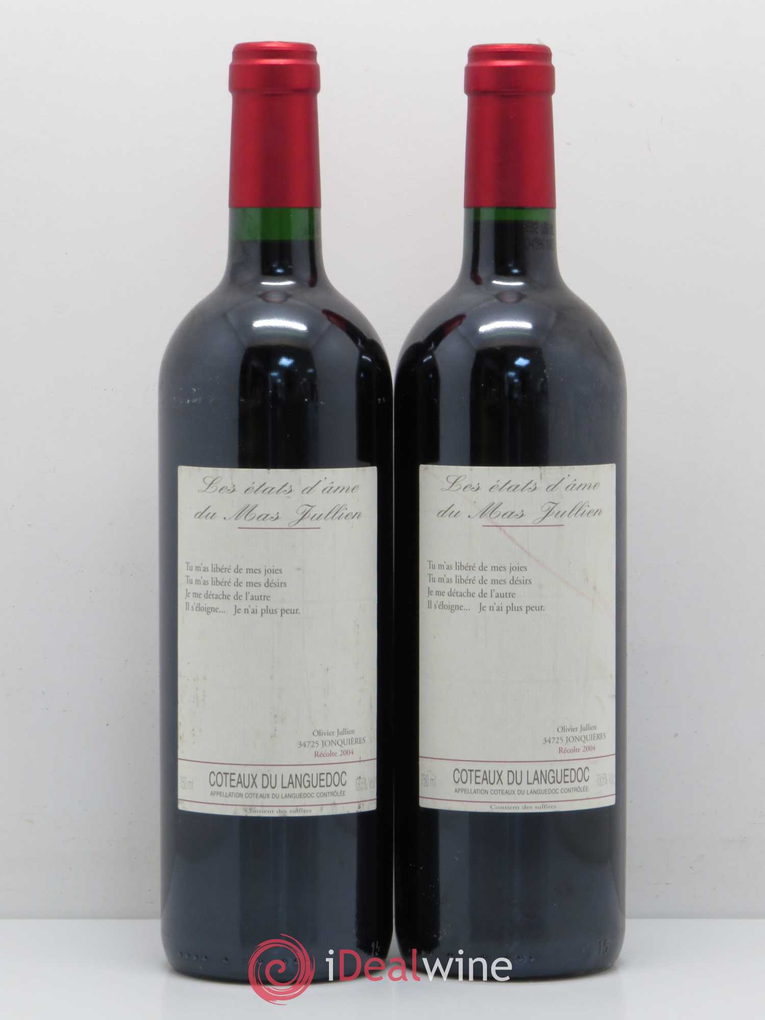 Terrasses du Larzac Mas Jullien Les Etats d'Ame du Mas Jullien Olivier Jullien 2004 - Lot de 2 bouteilles - 0