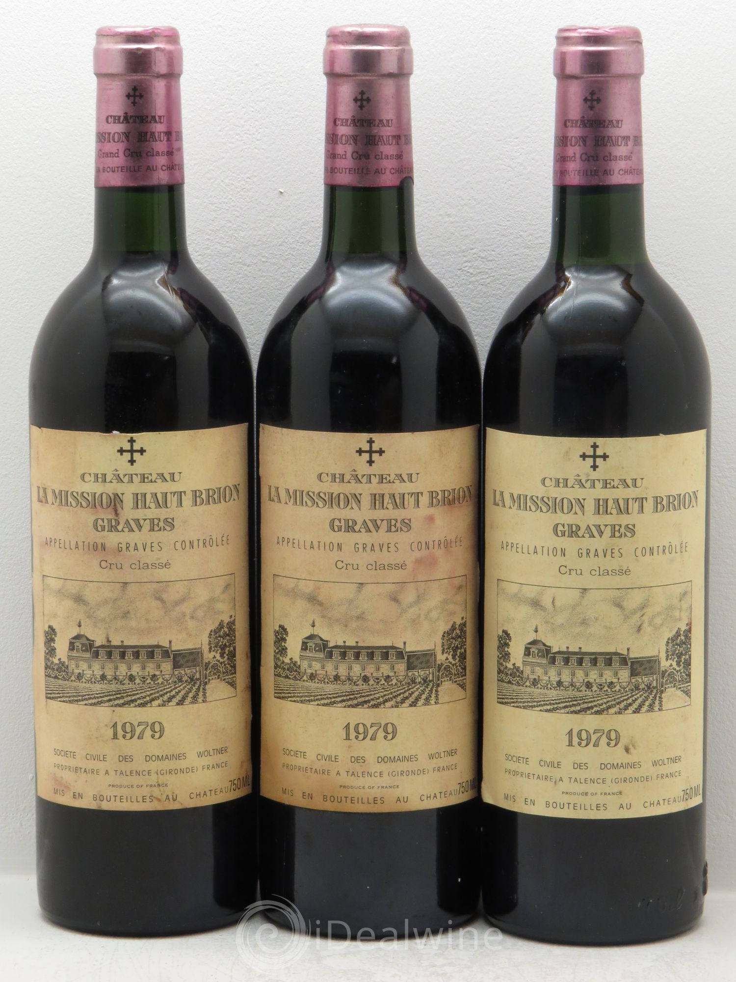 Château la Mission Haut-Brion Cru Classé de Graves 1979 - Lot de 3 bouteilles - 0