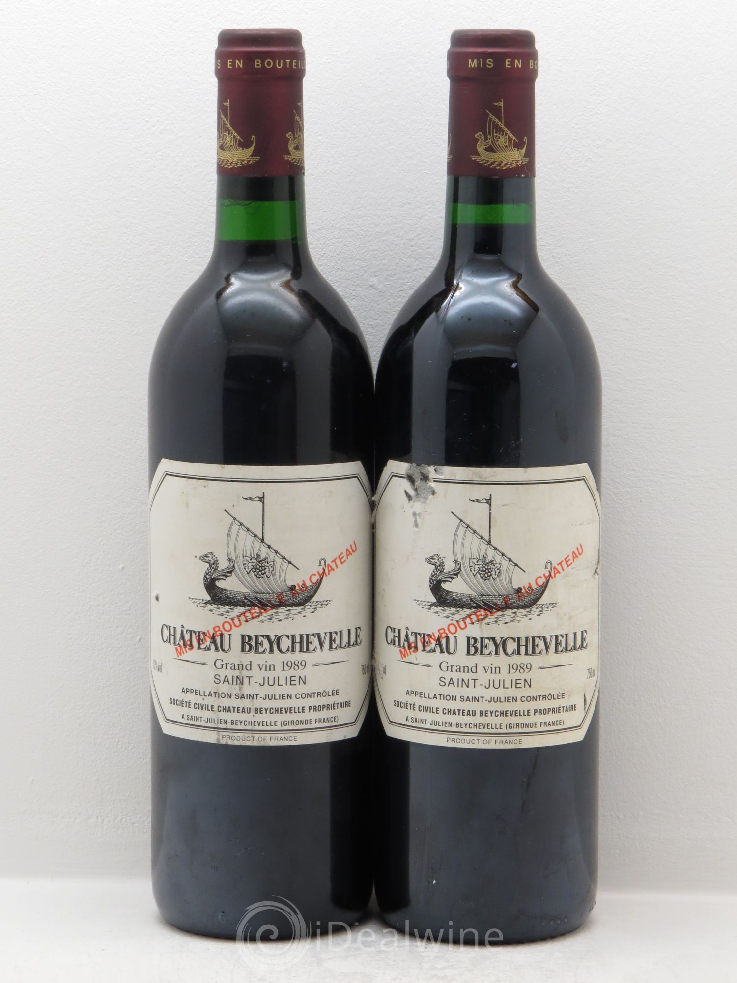Château Beychevelle 4ème Grand Cru Classé 1989 - Lot de 2 bouteilles - 0