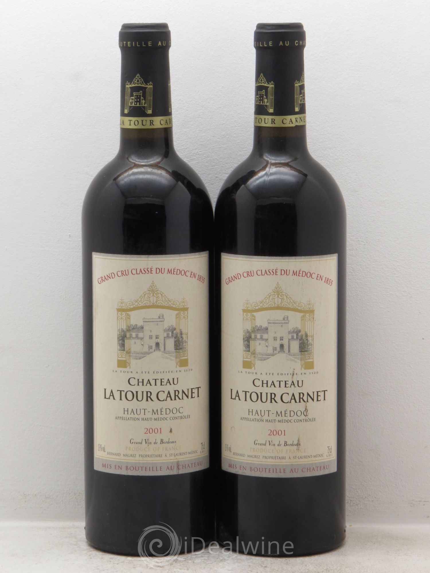 Château la Tour Carnet 4ème Grand Cru Classé 2001 - Lot de 2 bouteilles - 0