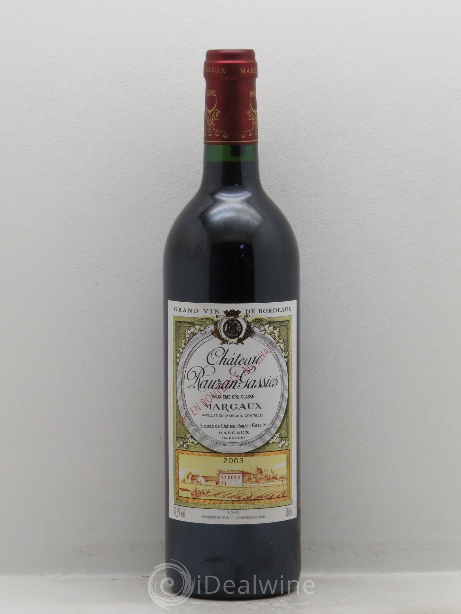 Château Rauzan-Gassies 2ème Grand Cru Classé 2003 - Lot de 12 bouteilles - 0