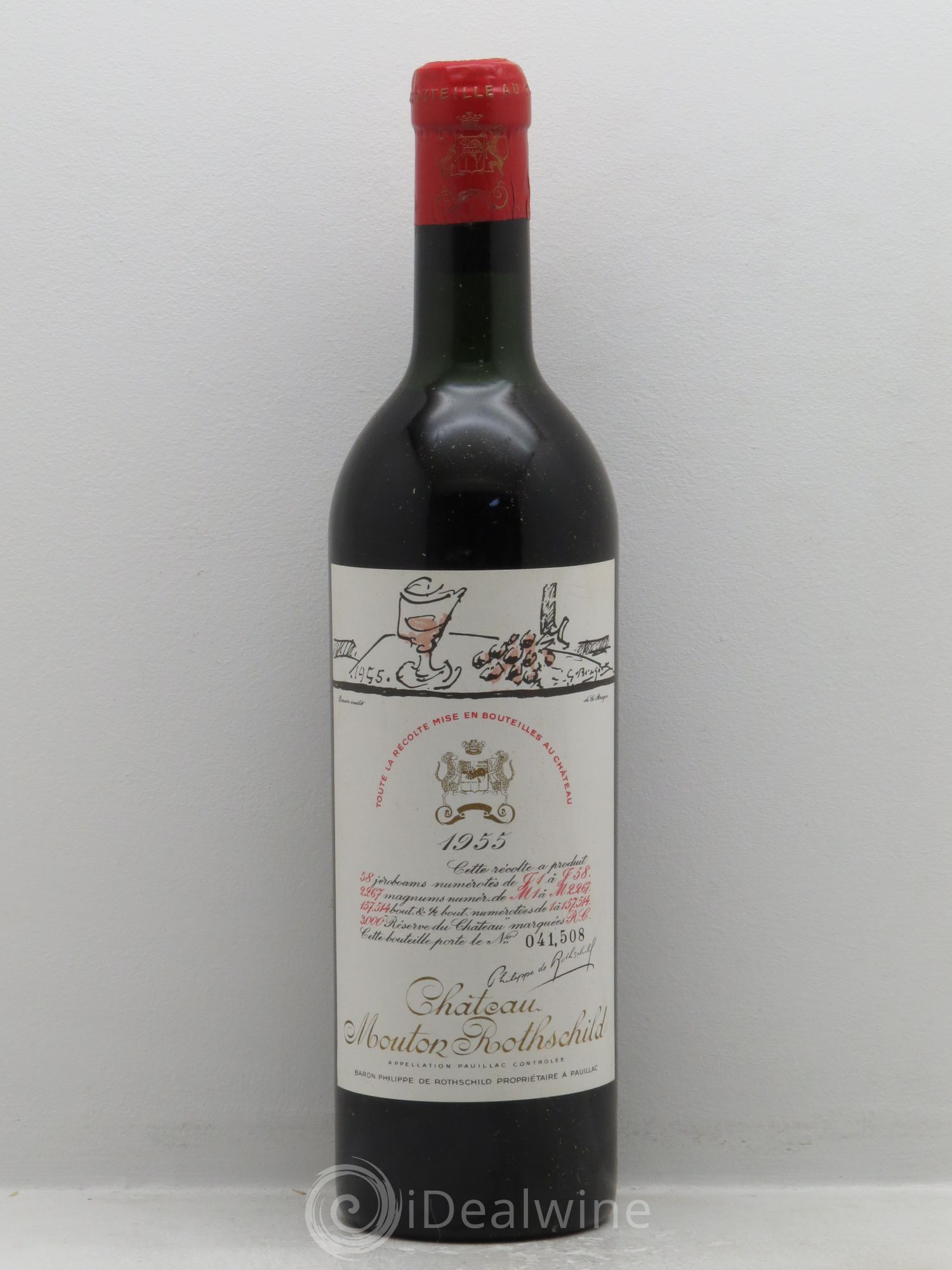 Château Mouton Rothschild 1er Grand Cru Classé 1955 - Lot de 1 bouteille - 0
