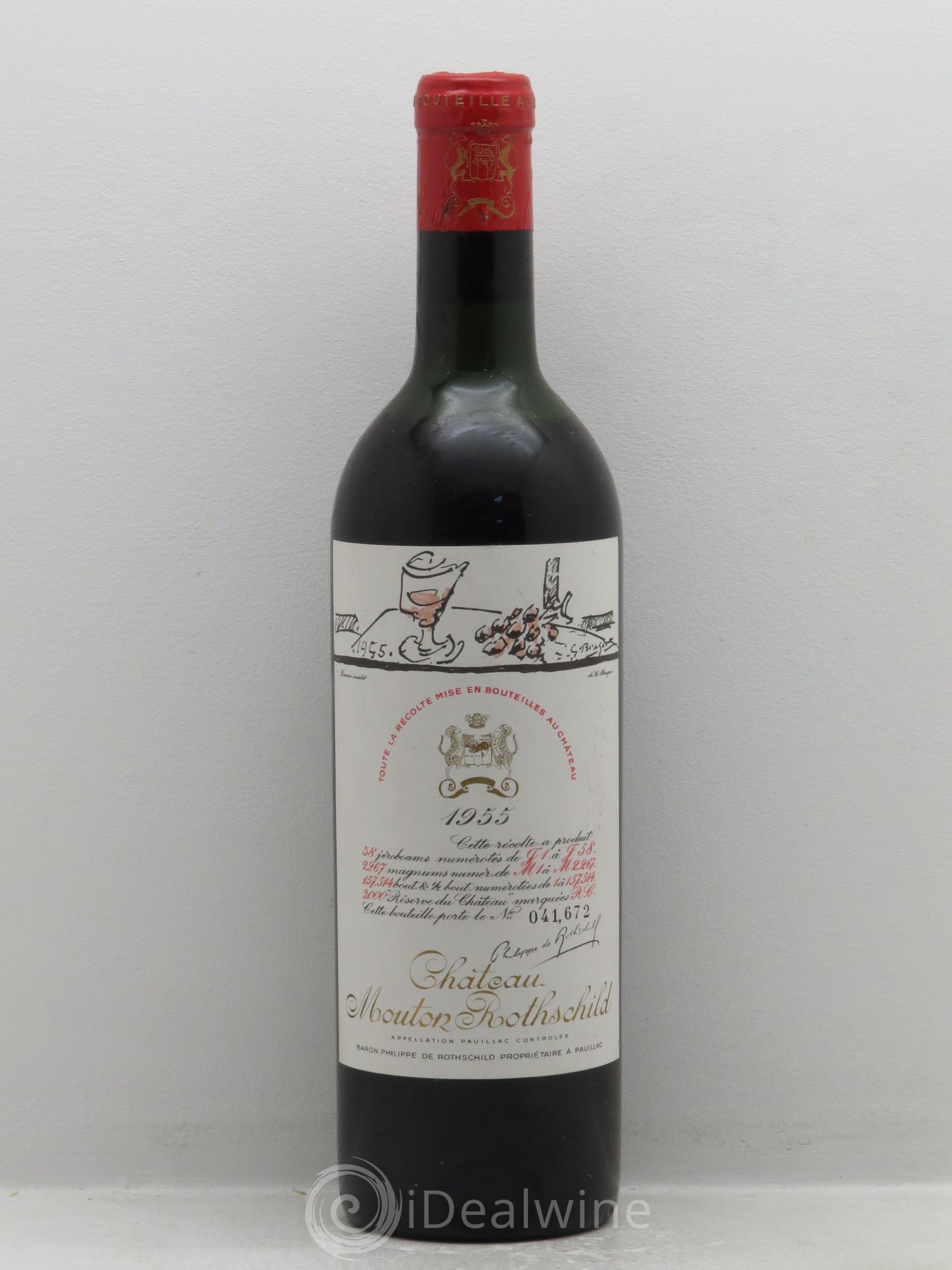 Château Mouton Rothschild 1er Grand Cru Classé 1955 - Lot de 1 bouteille - 0