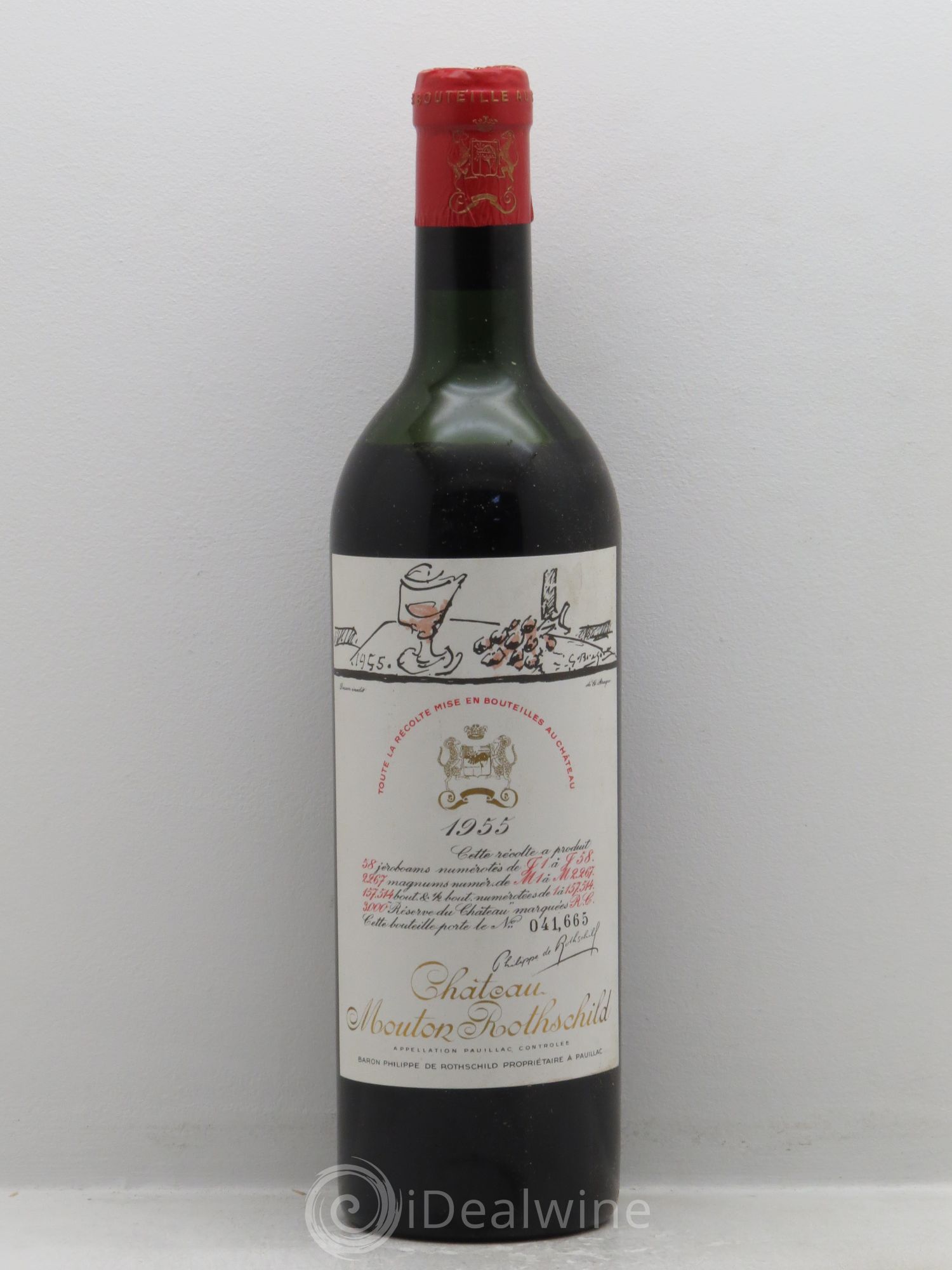 Château Mouton Rothschild 1er Grand Cru Classé 1955 - Lot de 1 bouteille - 0