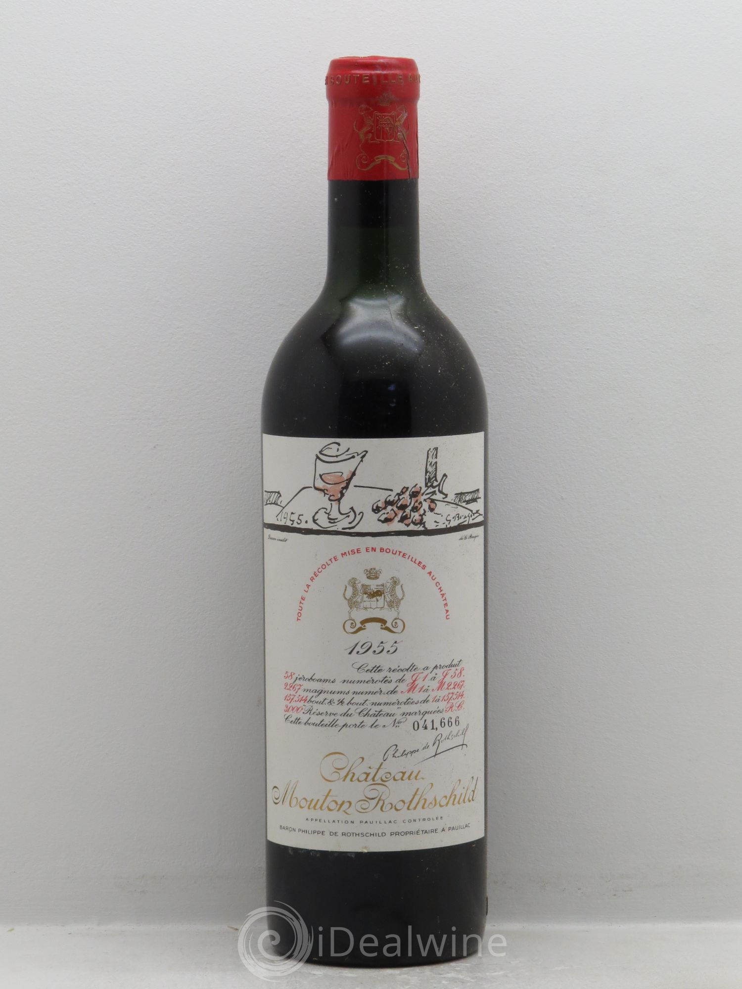 Château Mouton Rothschild 1er Grand Cru Classé 1955 - Lot de 1 bouteille - 0