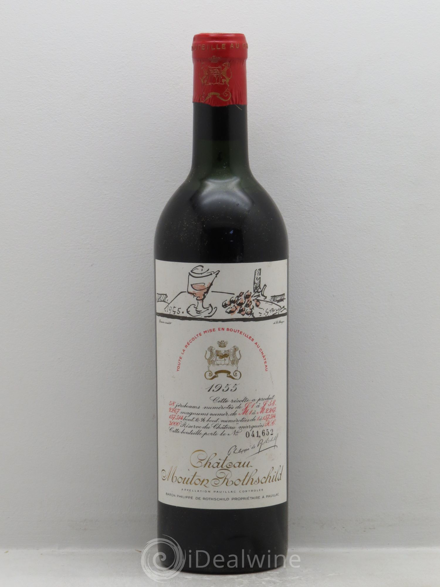Château Mouton Rothschild 1er Grand Cru Classé 1955 - Lot de 1 bouteille - 0