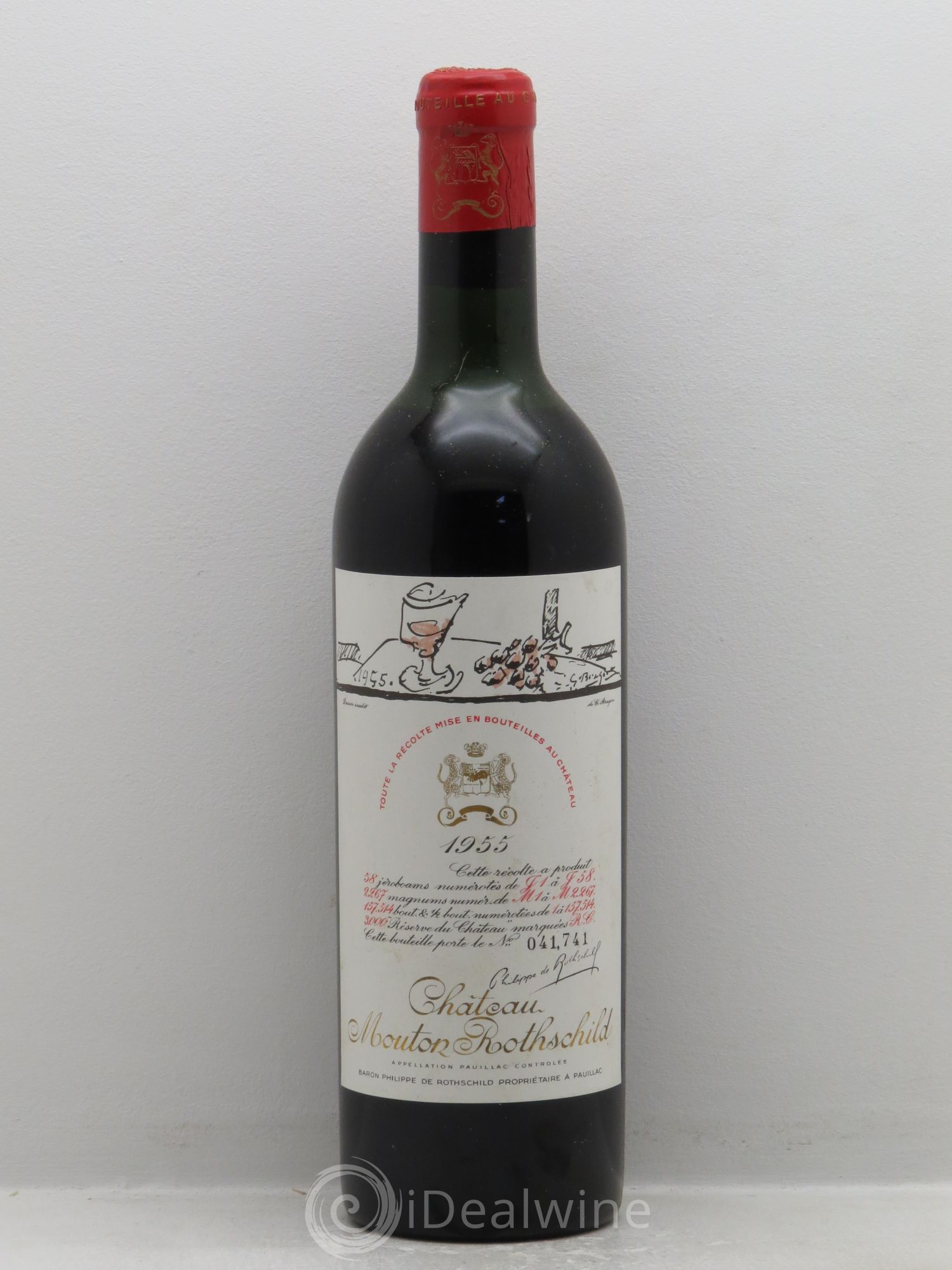 Château Mouton Rothschild 1er Grand Cru Classé 1955 - Lot de 1 bouteille - 0