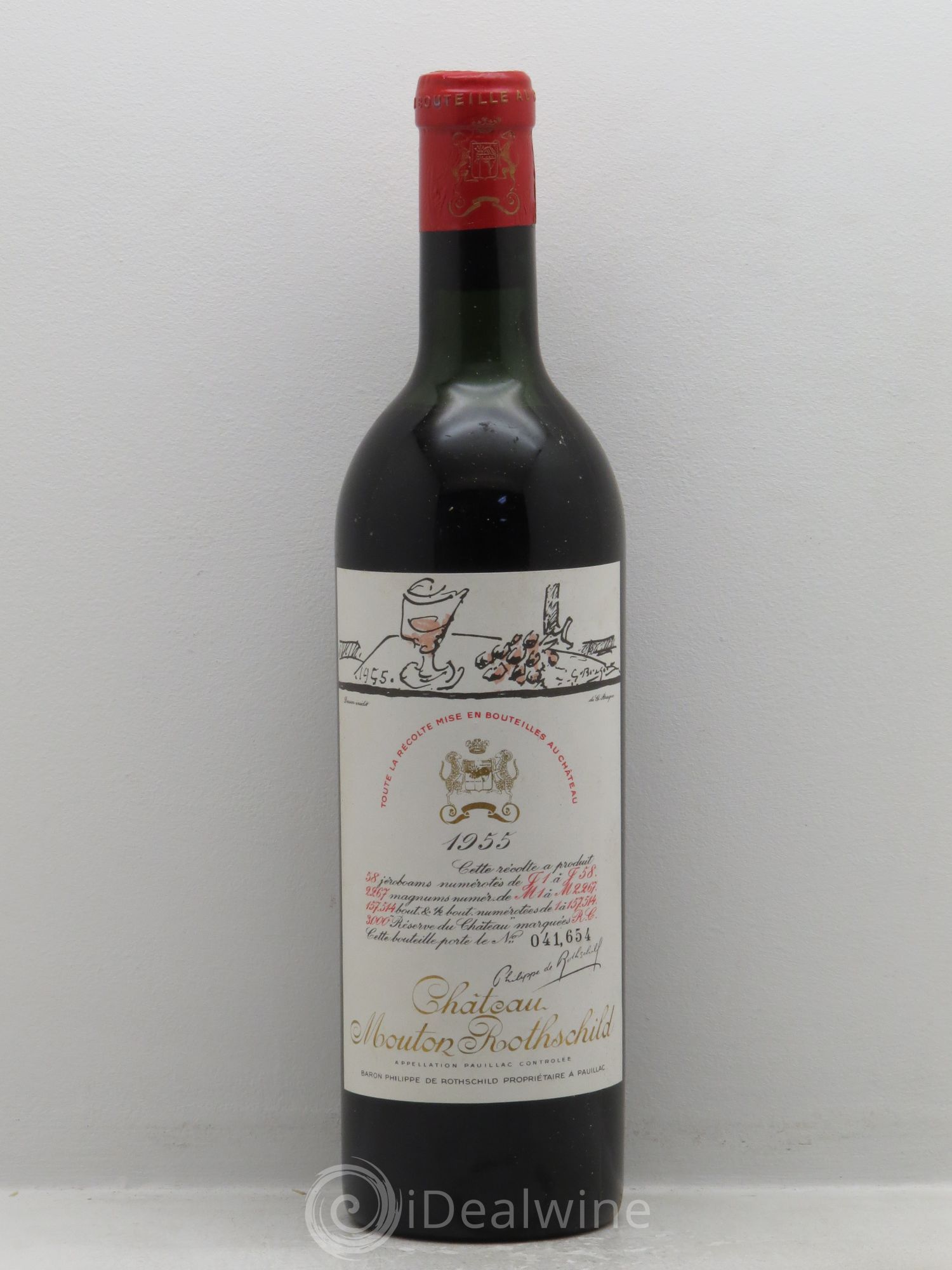 Château Mouton Rothschild 1er Grand Cru Classé 1955 - Lot de 1 bouteille - 0