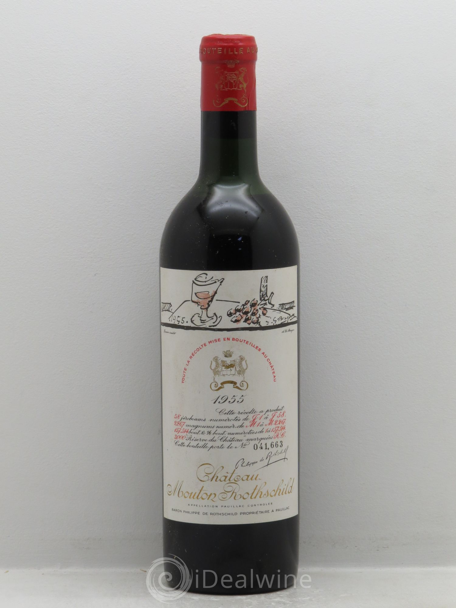 Château Mouton Rothschild 1er Grand Cru Classé 1955 - Lot de 1 bouteille - 0