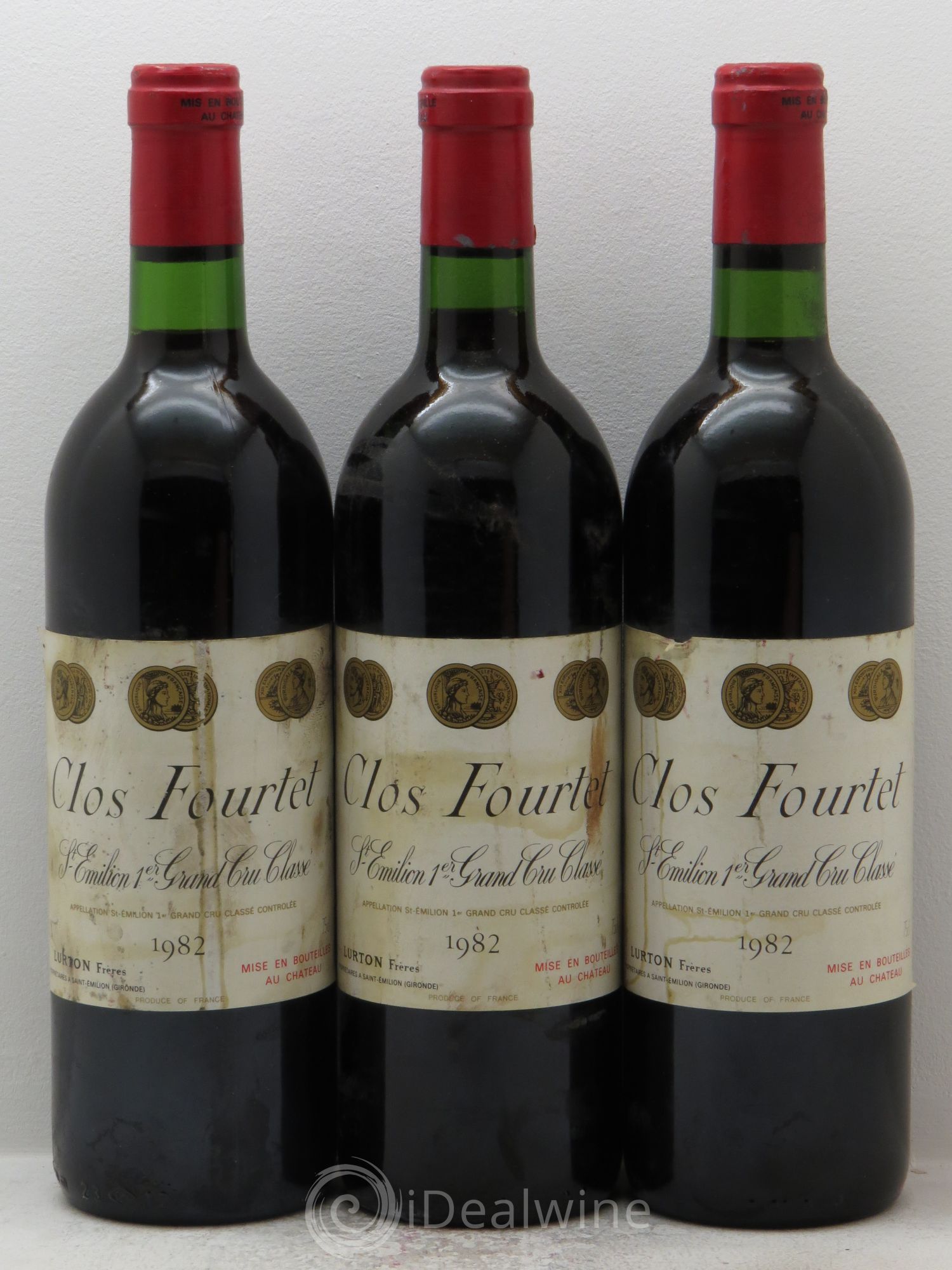 Clos Fourtet 1er Grand Cru Classé B 1982 - Lot de 3 bouteilles - 0